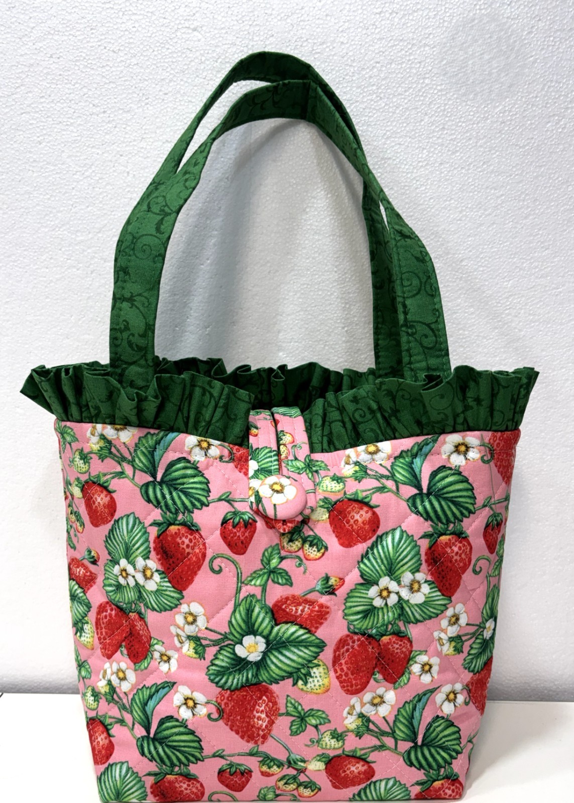 NEW Handmade Tote Purse bag strawberries floral berry fruit pink faffygiraffe