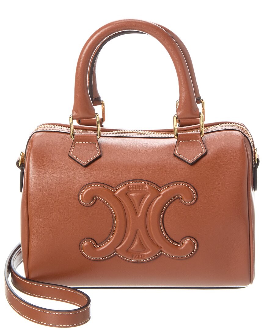 Celine Boston Small Leather Shoulder Bag Women’s Brown