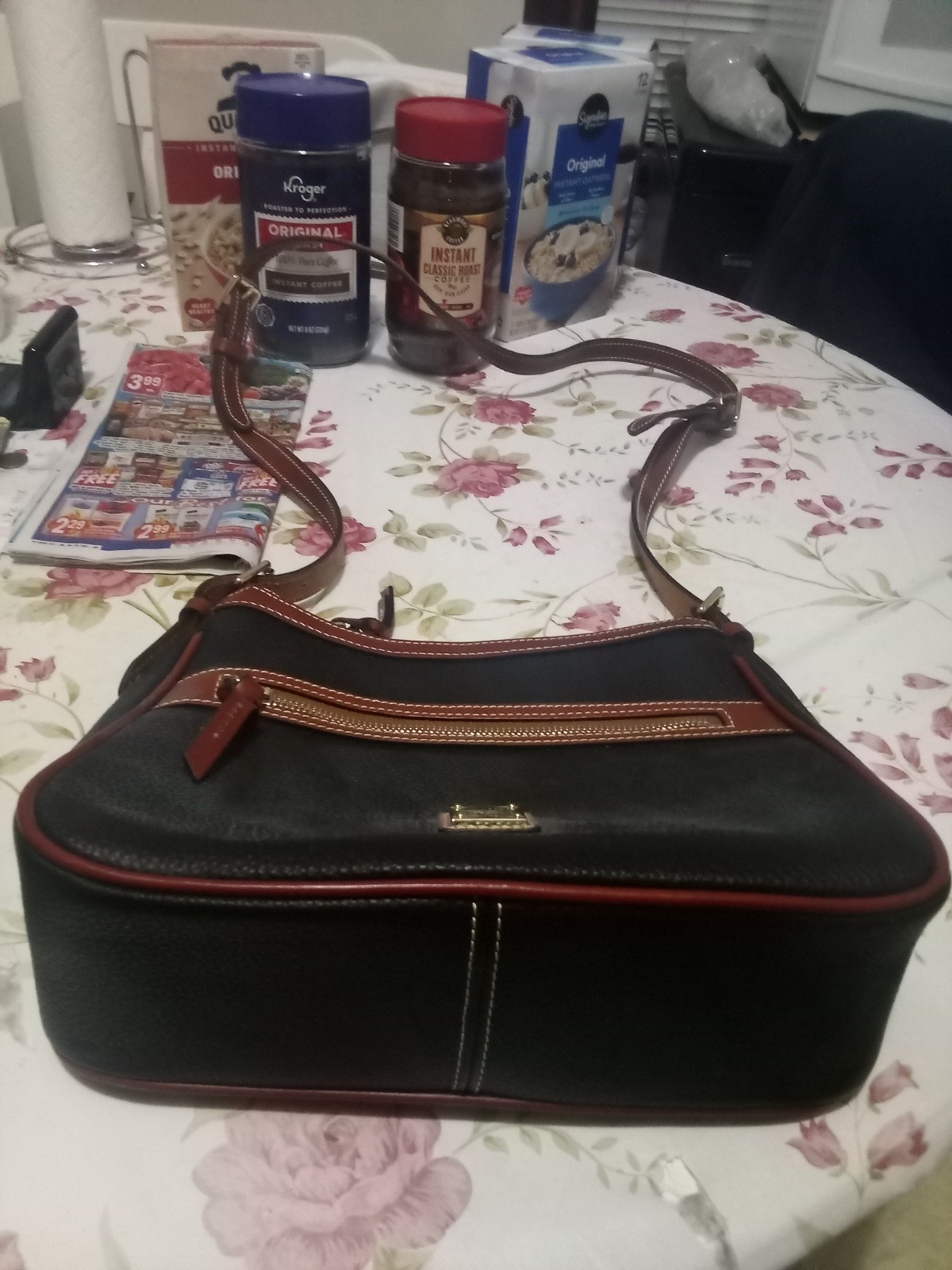Dooney & Bourke Black And Brown Purse With Matching Wallet.