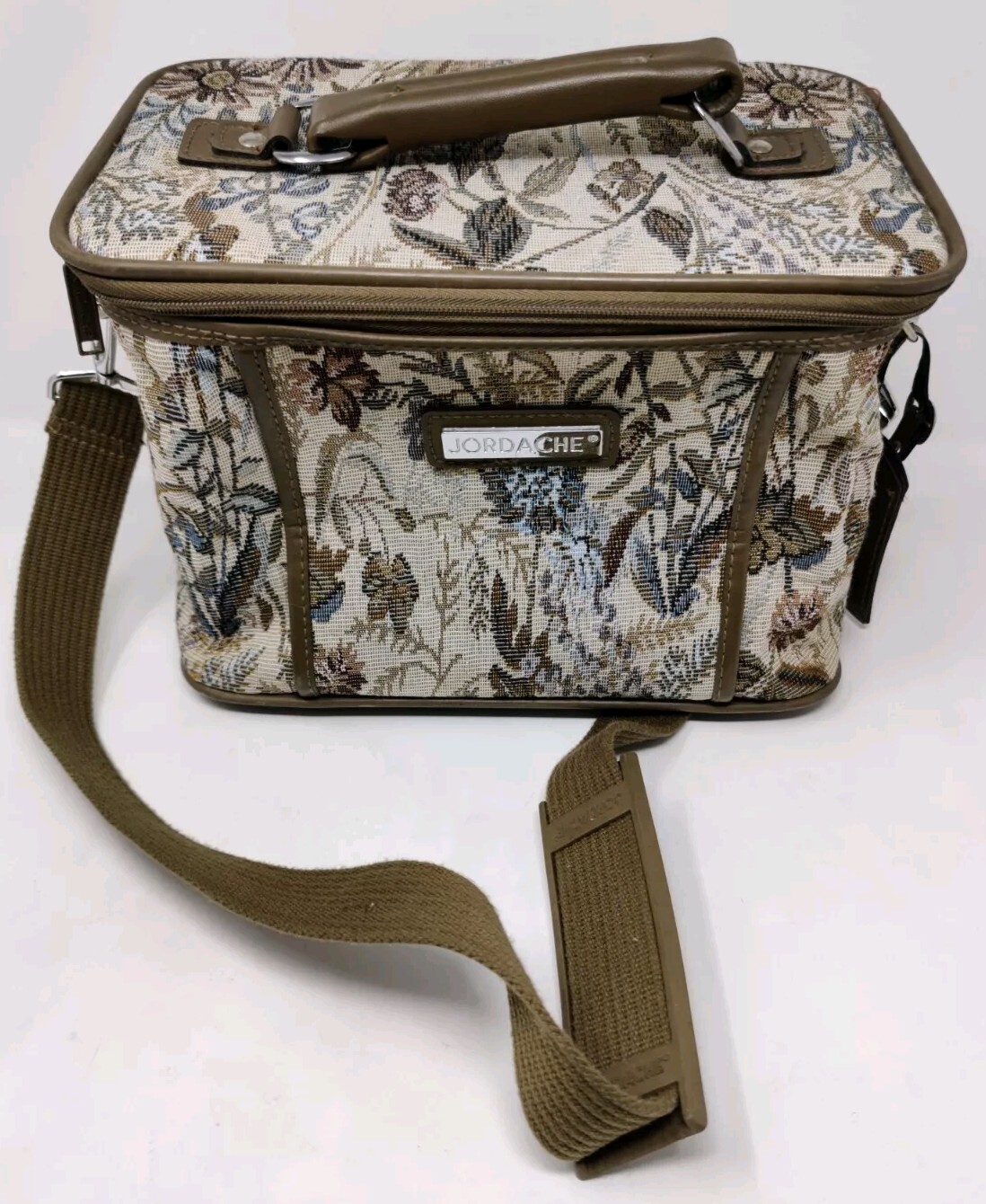 Vintage Jordache Floral Tapestry Travel Bag/Tote/Makeup Case W/ Shoulder Strap