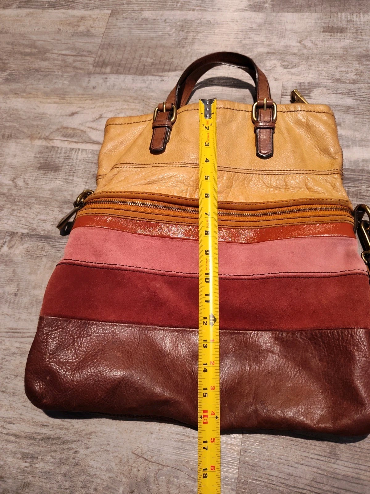 Fossil Explorer Leather Tote 4-COLOR Foldover Suede Messenger Bag NO KEY*