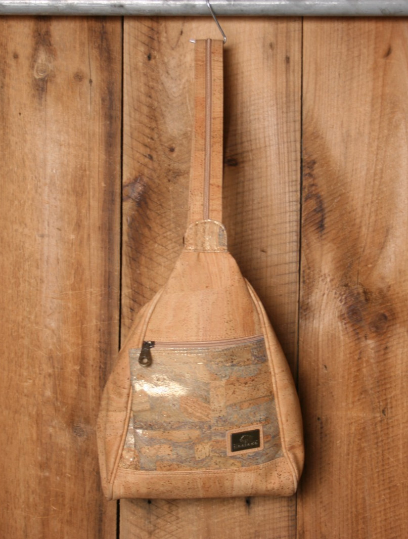 MONTADO Natural Cork Triangular Convertible Backpack Shoulder Bag