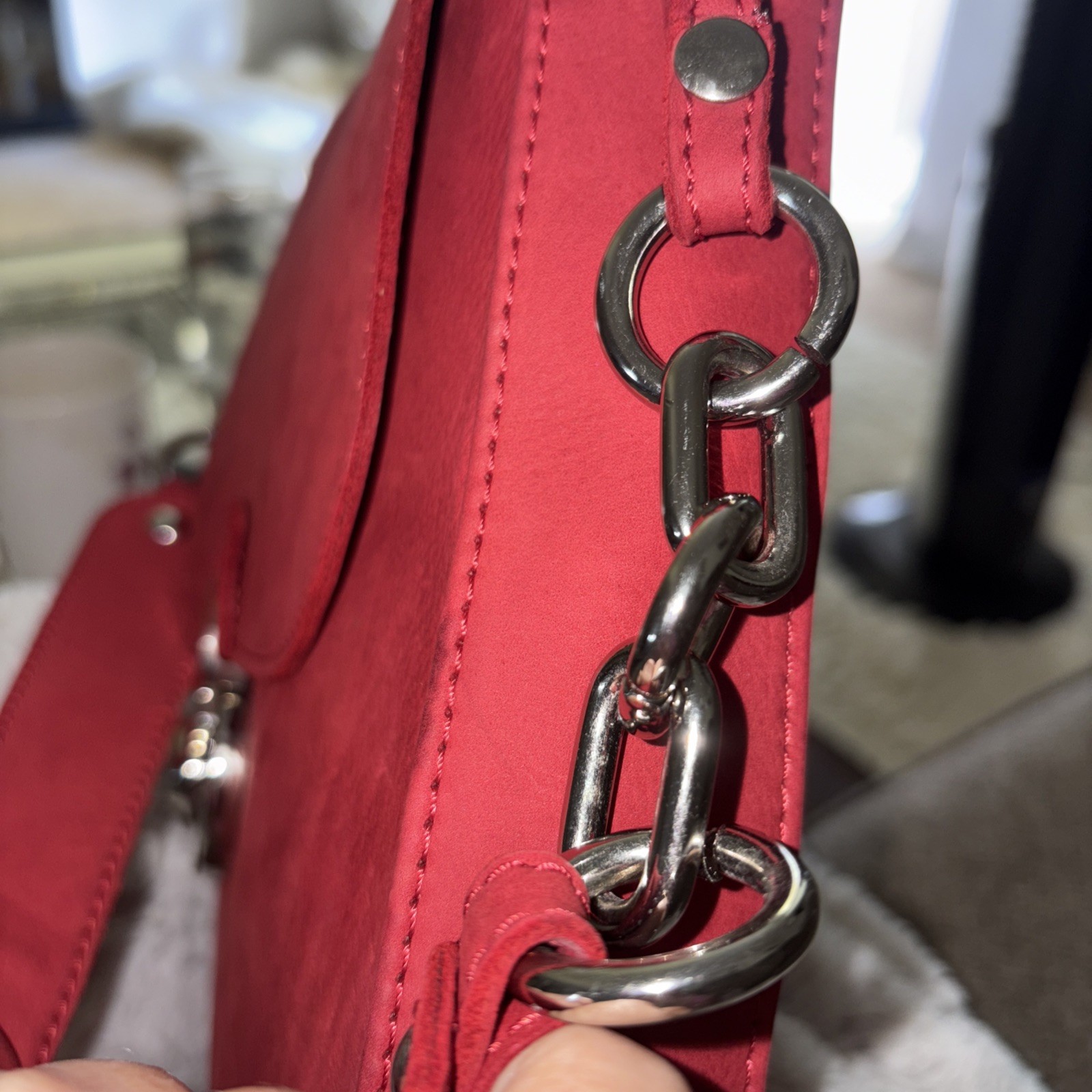 Carlo Cecchini Roma Hand Made Italy Red Long Beach Genuine Suede Leather