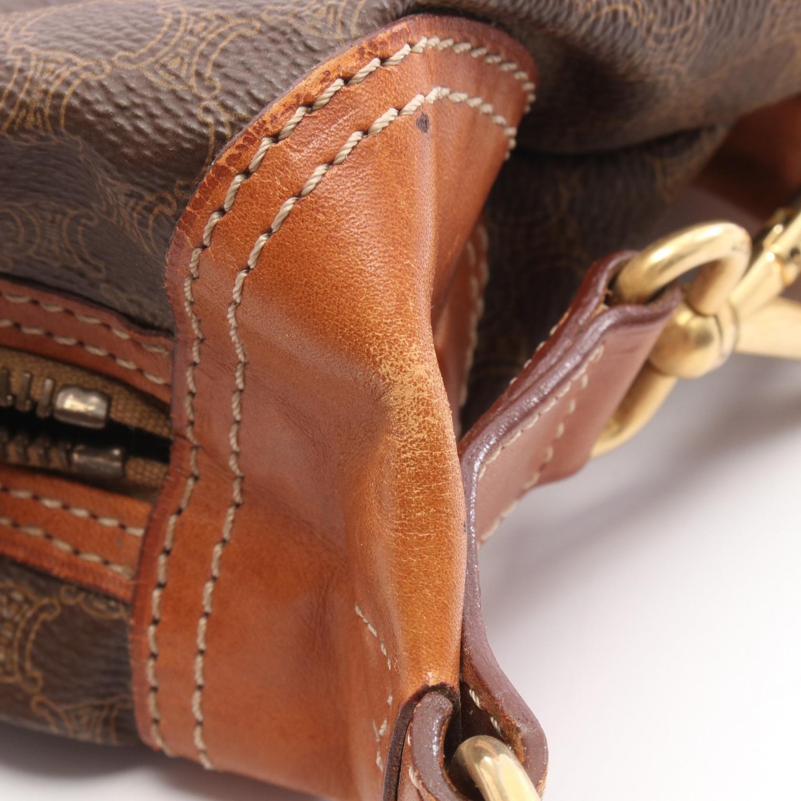 CELINE Macadam Shoulder Bag Brown PVC Coated Leather W15.0 x H9.1 x D5.9 in