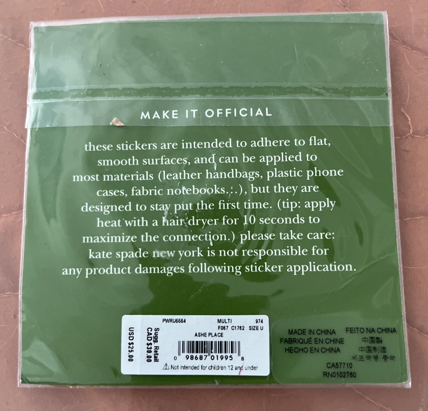 Kate Spade New York Camel Spice Things Up Sticker Made To Apply To Most Surfaces