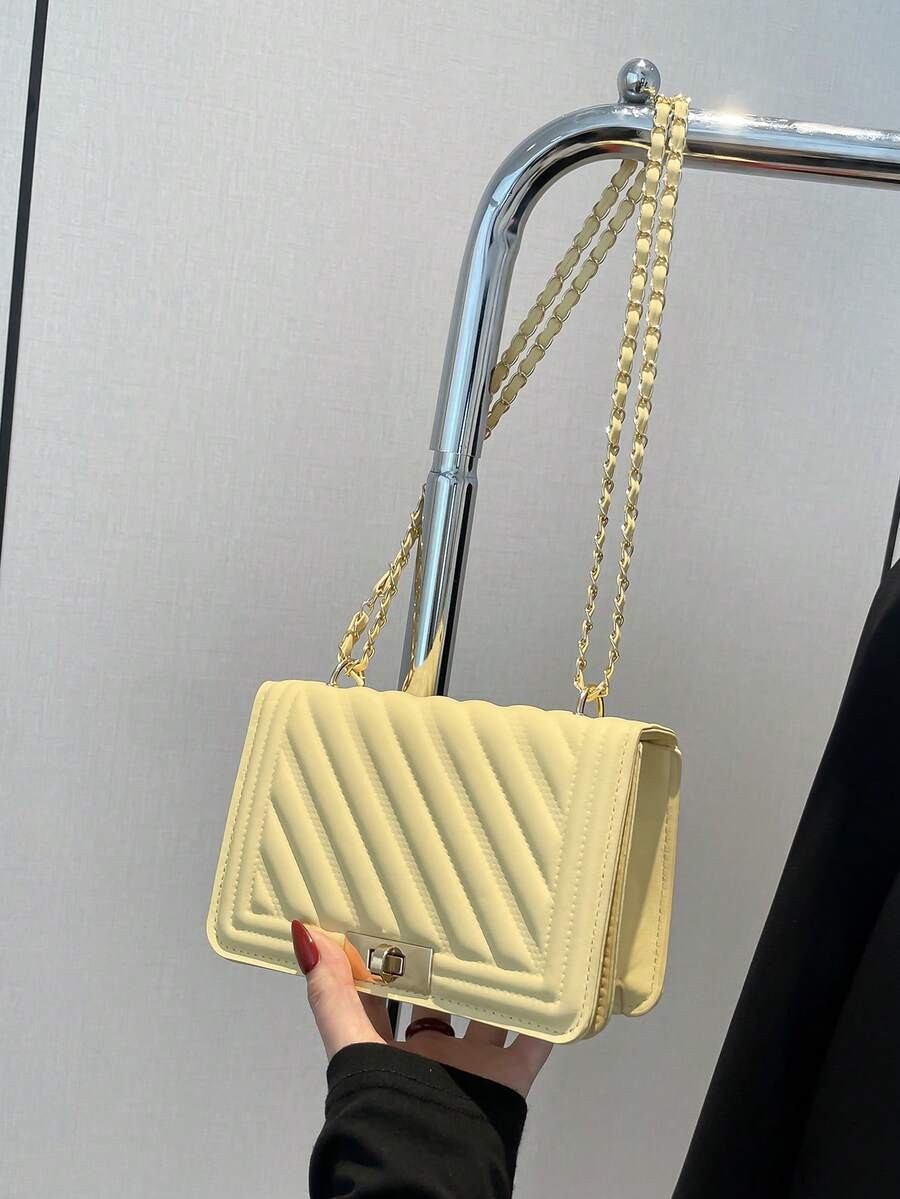 Mini Quilted PU Leather Crossbody Bag Women Chain Shoulder Square Handbag