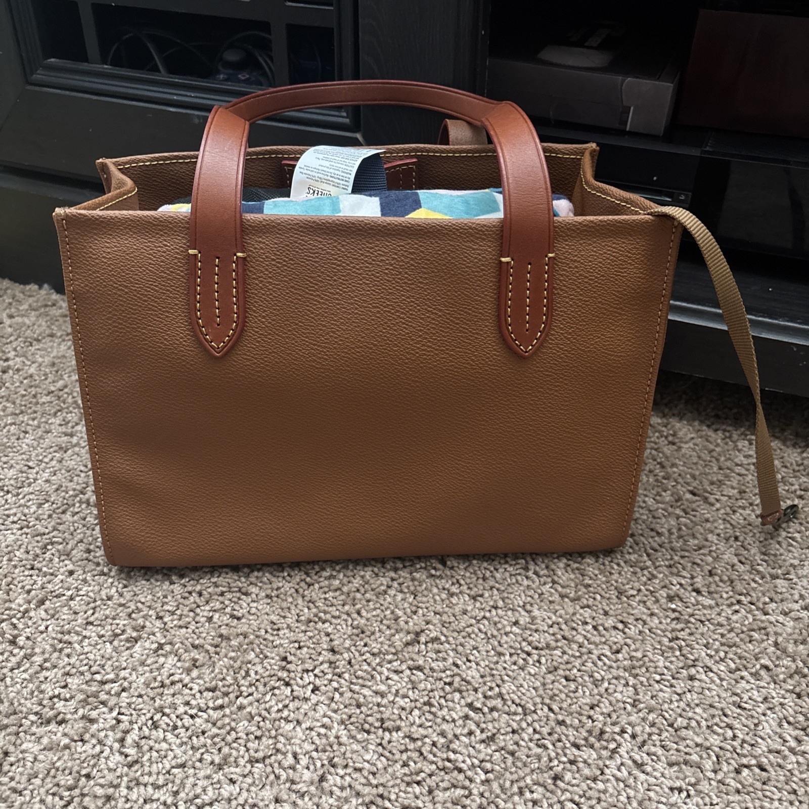 Dooney & Bourke Eva Shopper Coated 2 Handle Tote Pebble Leather