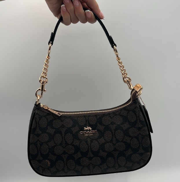 Coach Outlet Teri Brown Signature Canvas Women’s Shoulder Bag Crossbody Purse