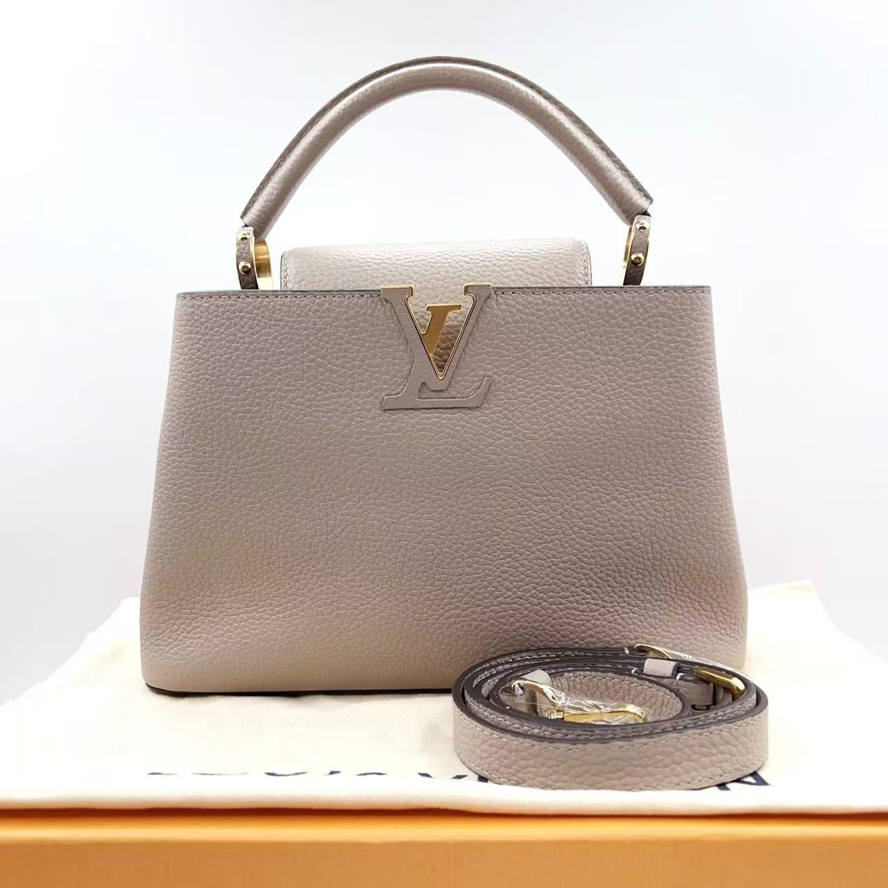 Louis Vuitton Capucines BB Elephant Grey Leather Shoulder Bag 27x17cm