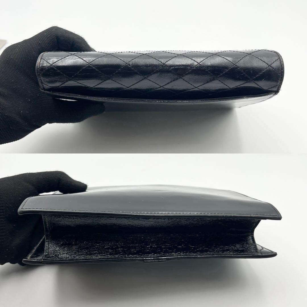 Auth Yves Saint Laurent YSL Vintage Black Leather Quilted Cassandre Clutch Bag