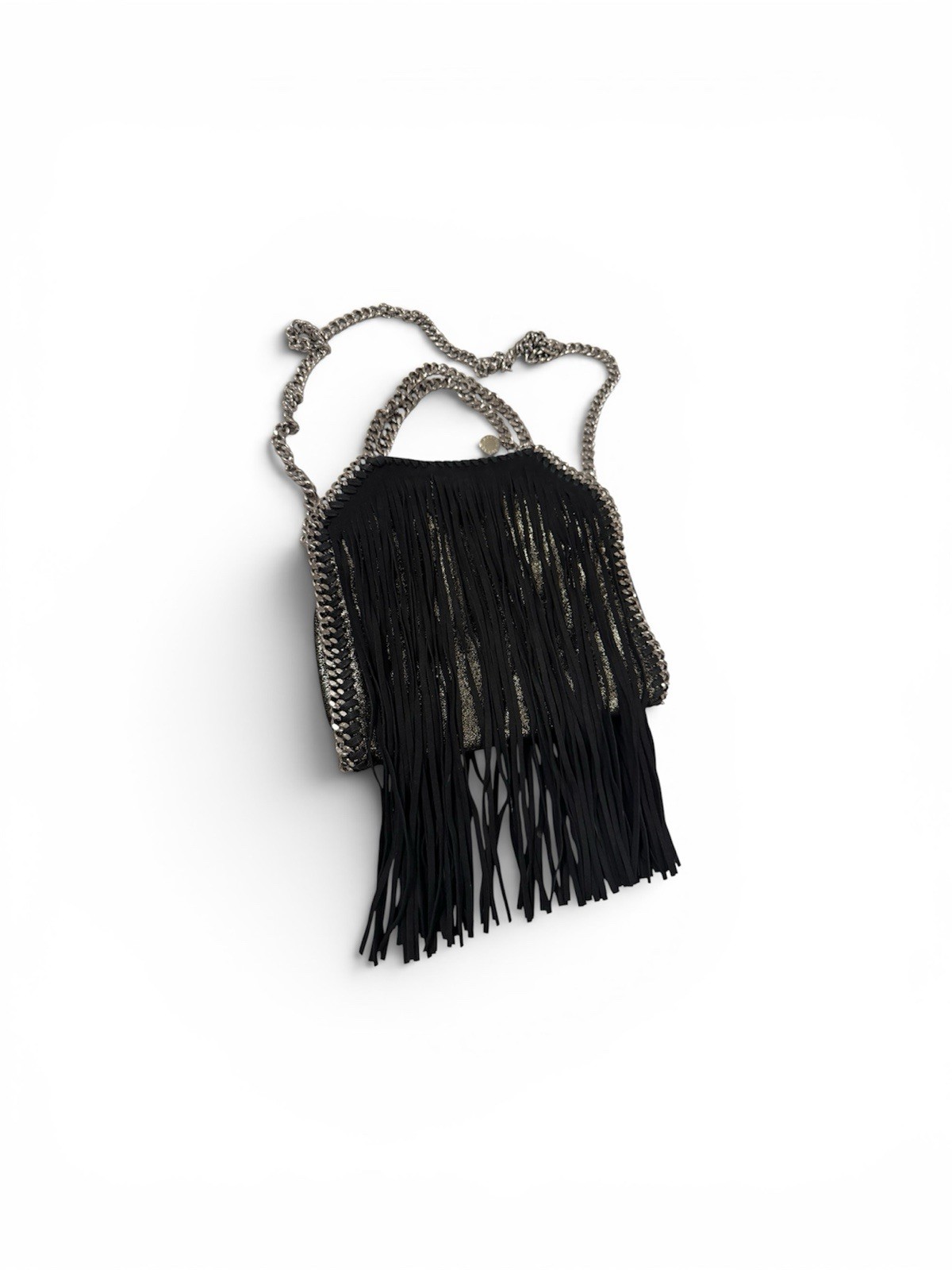 Stella McCartney Falabella Fringe Chain Shoulder Bag Black Auth