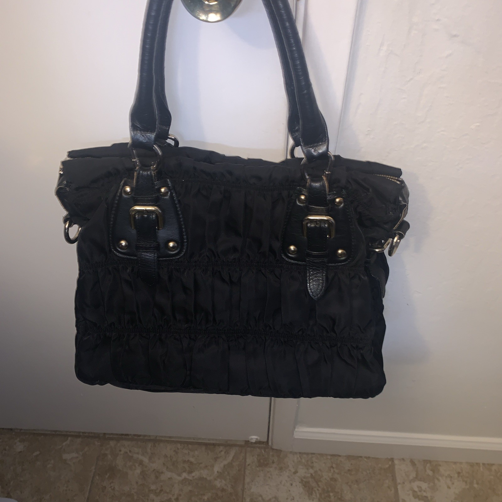 AUTH PRADA QUILTED WITH HANDLES ,HANDBAG PREOWNED RAREST