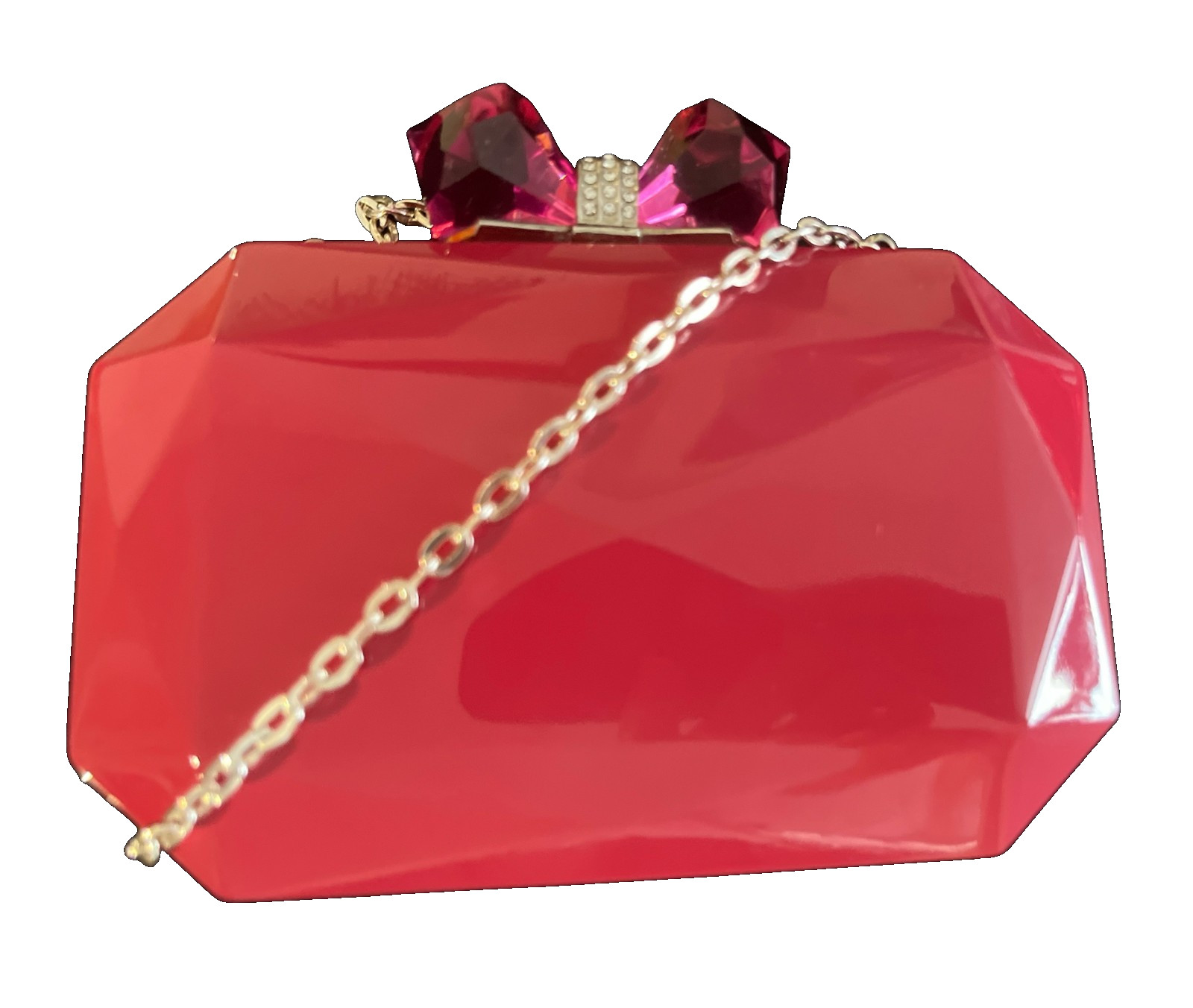 Judith Leiber Overture Pink Clutch Bag with Embellished Crystal Bow Clasp