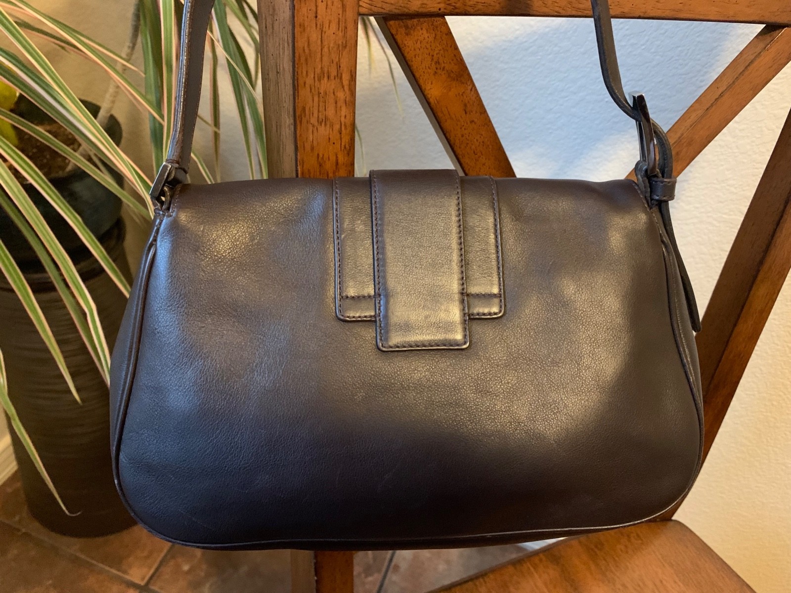Salvatore Ferragamo Brown Leather Medium Gancini Shoulder Bag