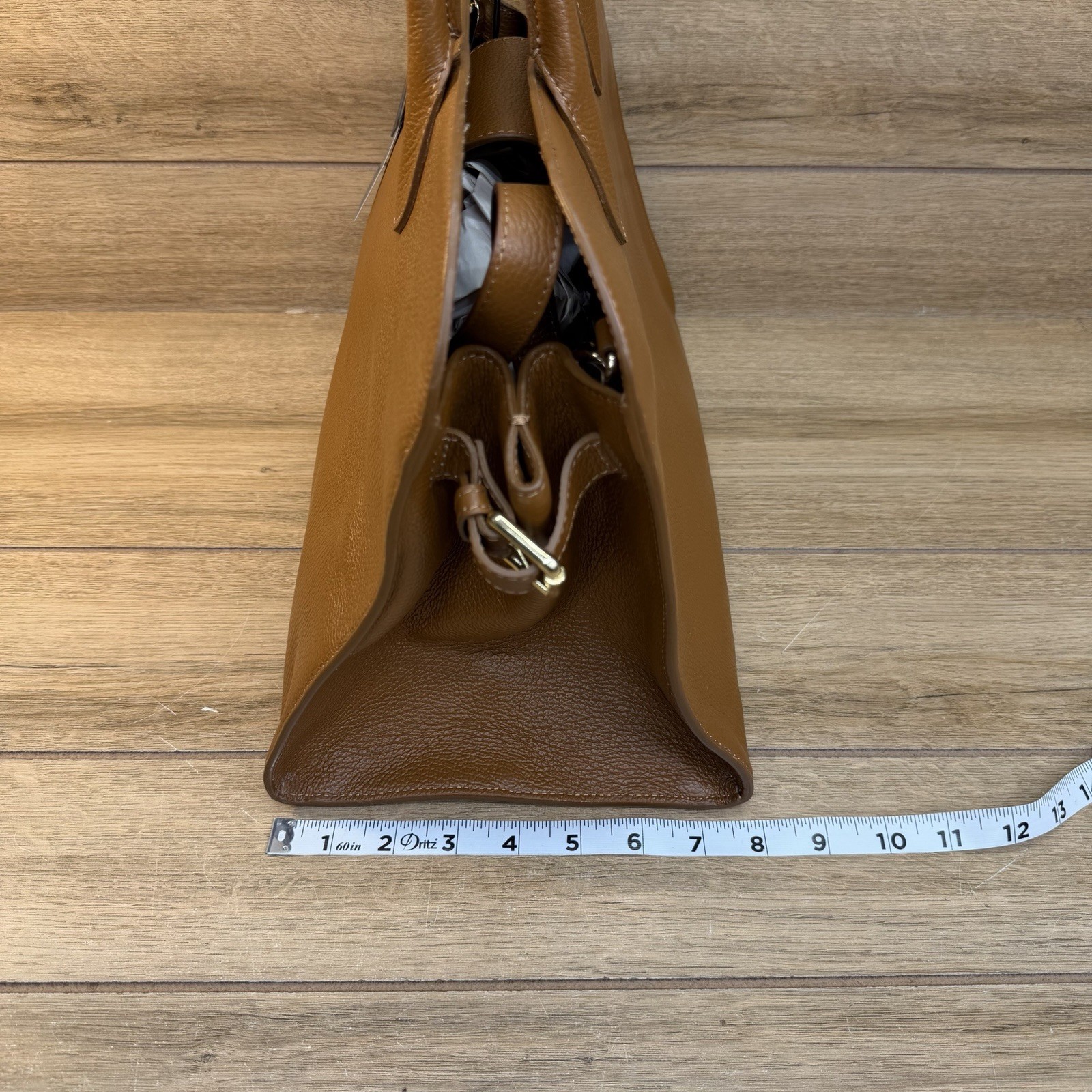 CLAUDIA FIRENZE Italian Genuine Pebbled Leather Camel Brown Satchel Shoulder Bag