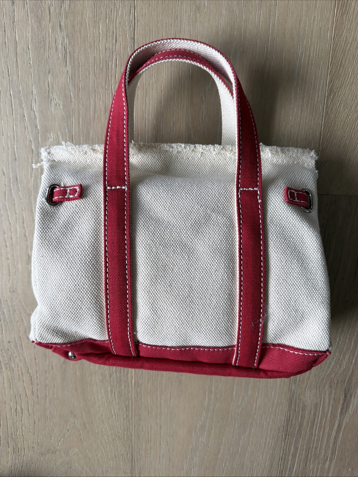 SUNWIN SMALL CANVAS BOATKIN BEIGE/ RED BOAT TOTE BAG WITH 2 INNER POCKETS NEW