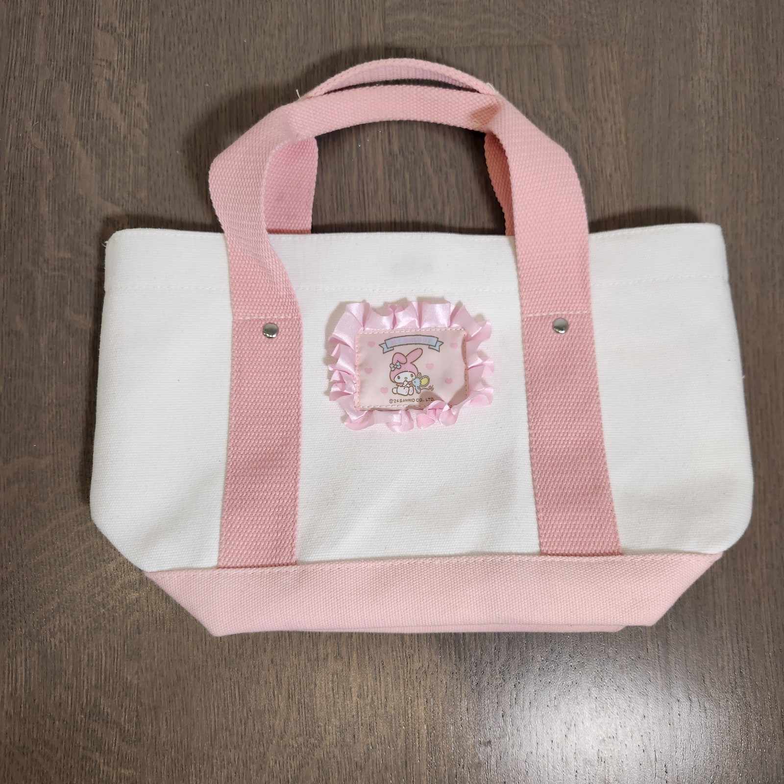 ​Sanrio x Miniso My Melody Pink White Canvas Tote Bag Small Handbag Cute Graphic