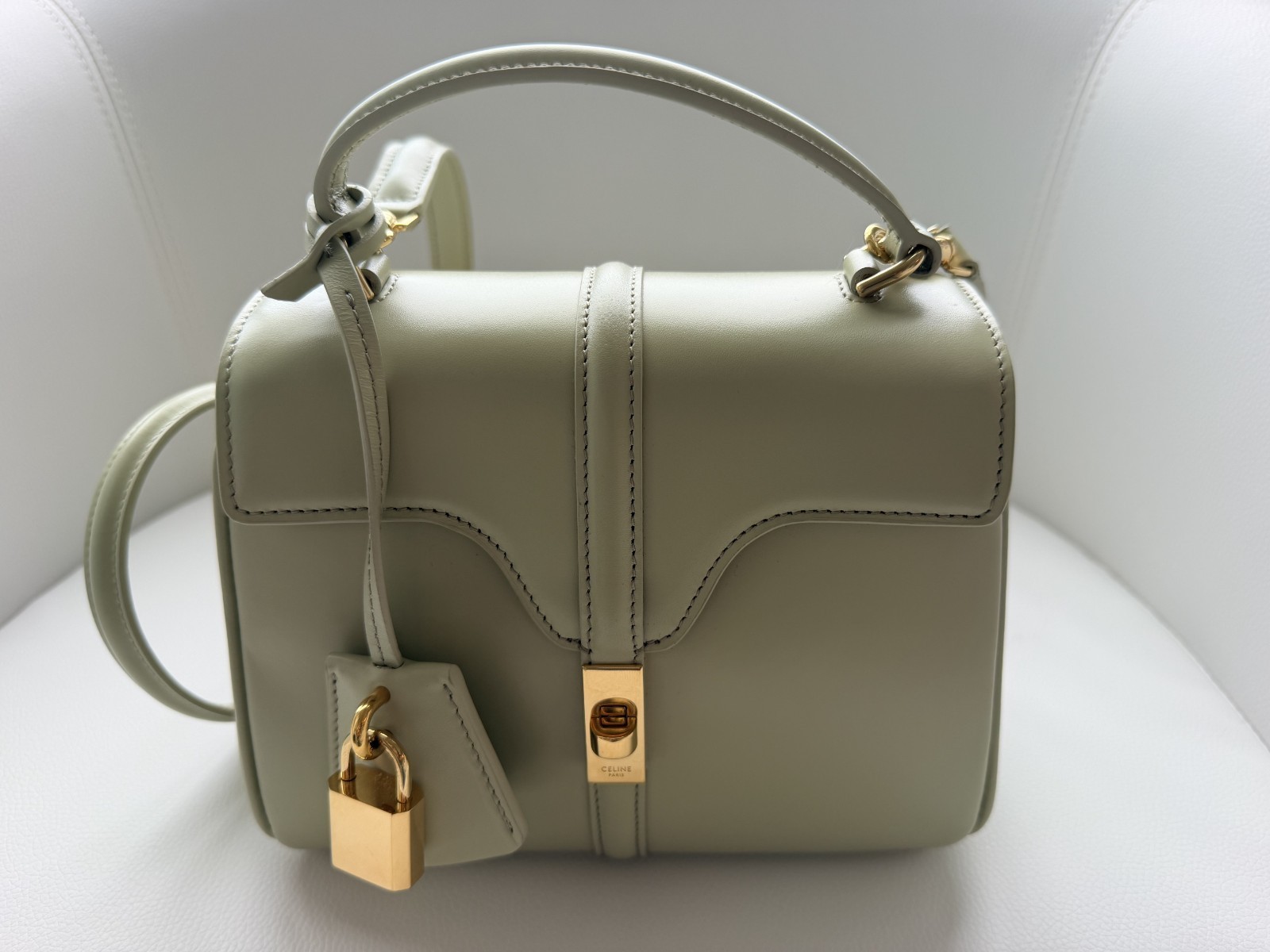 Authentic Celine 16 Top Handle Bag Smooth Calfskin Mini with tag and dust bag