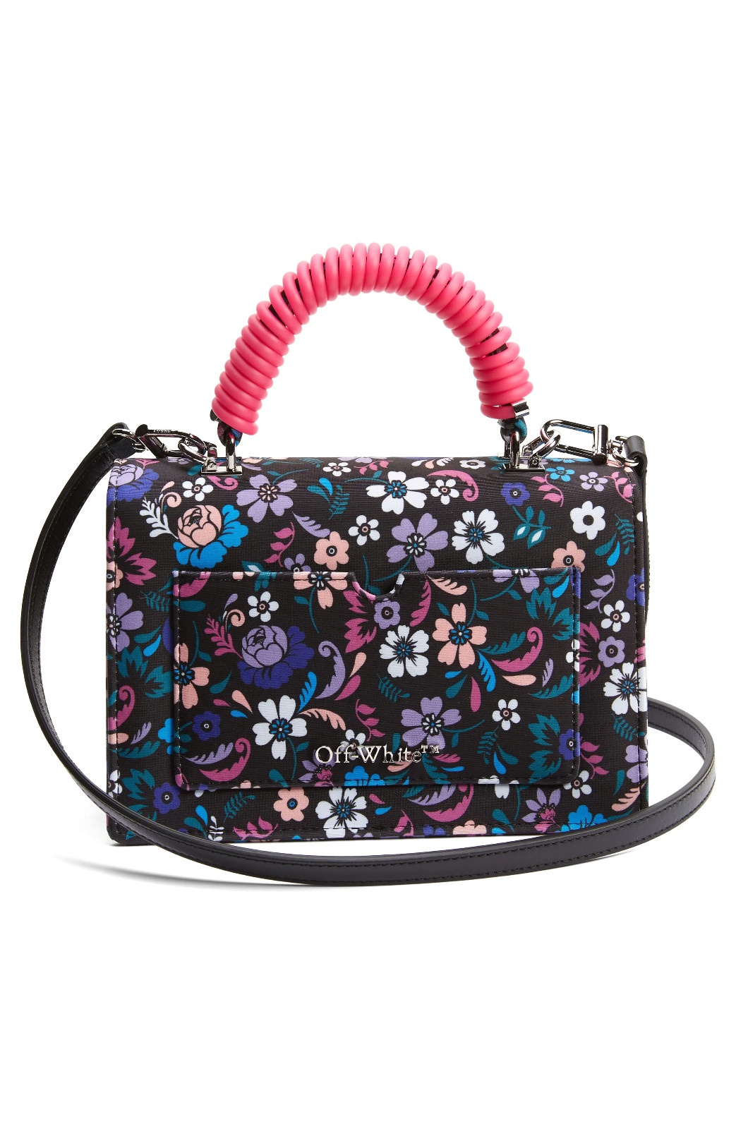 OFF-WHITE Jitney 1.4 Floral Top Handle Fabric Leather Shoulder Bag NWT MSRP$1857
