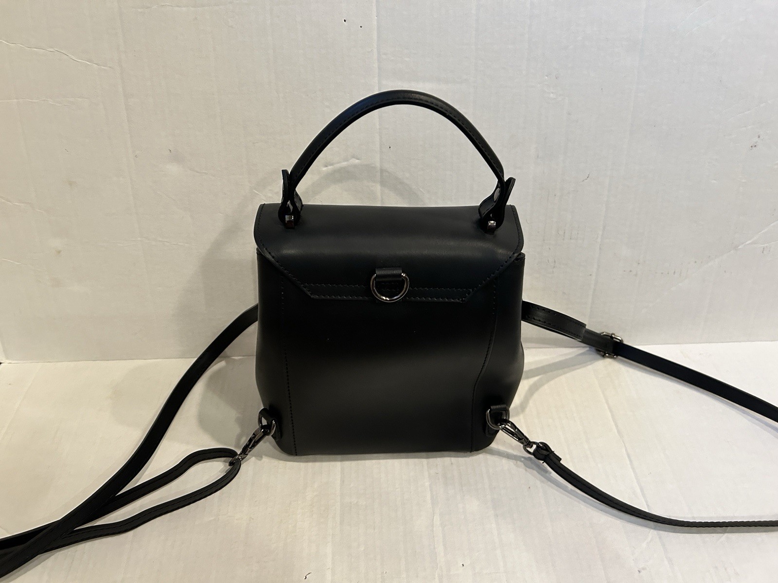 Italian Cielo Celeste Black Leather Purse Exclusive Backpack Shoulder Bag