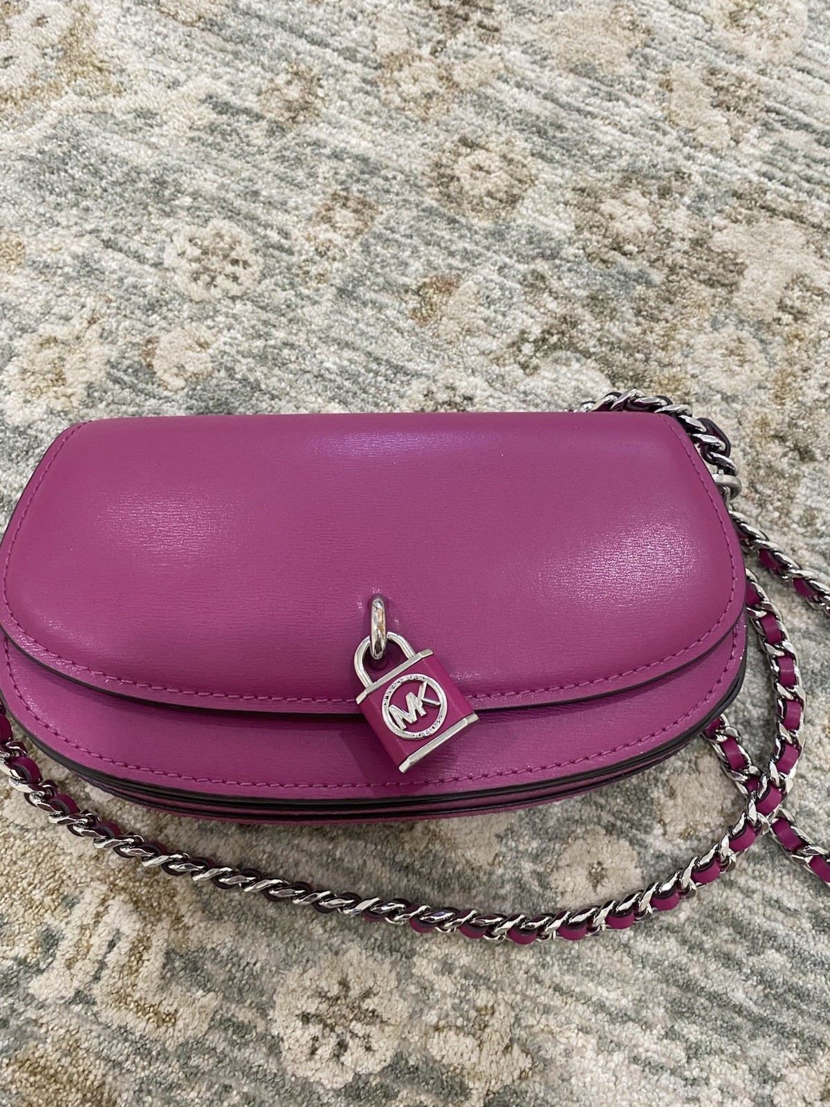 Michael Kors Mott Magenta Leather Crossbody Bag
