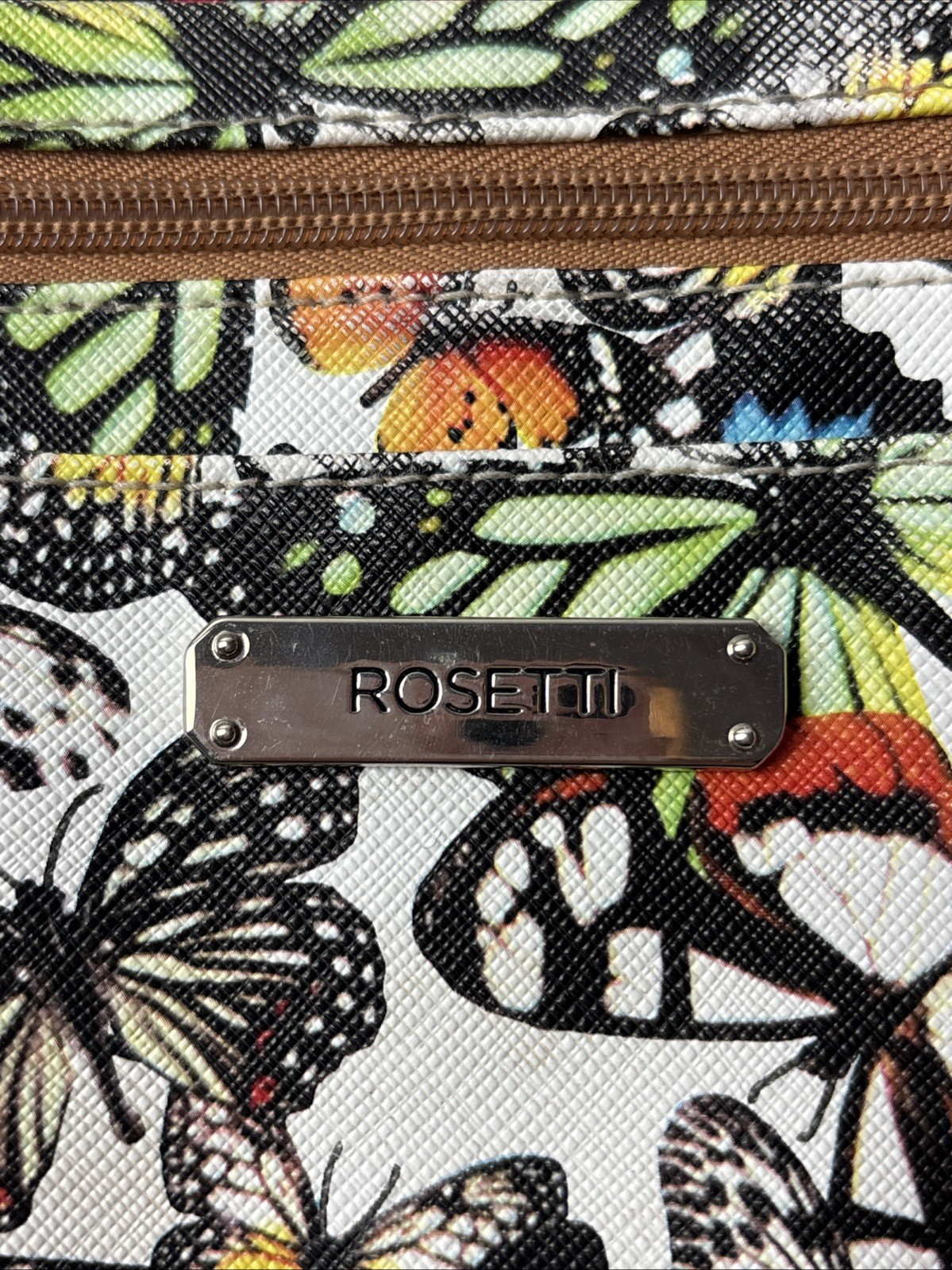 Rossetti Multicolor Butterfly Crossbody Organizer Handbag Purse 7.25″ X 10.5″