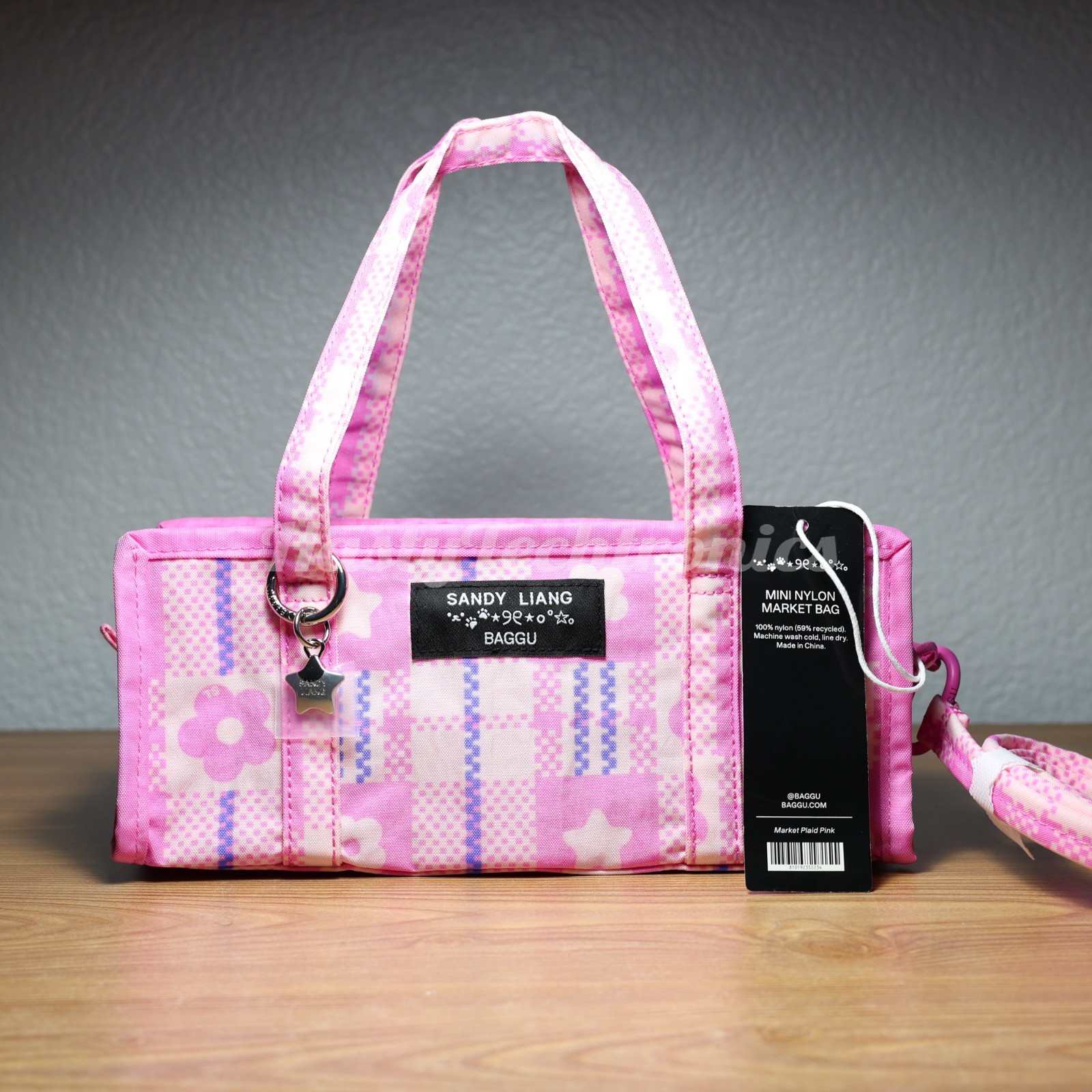Sandy Liang x BAGGU Mini Nylon Market Bag in Market Plaid Pink – New In-hand!
