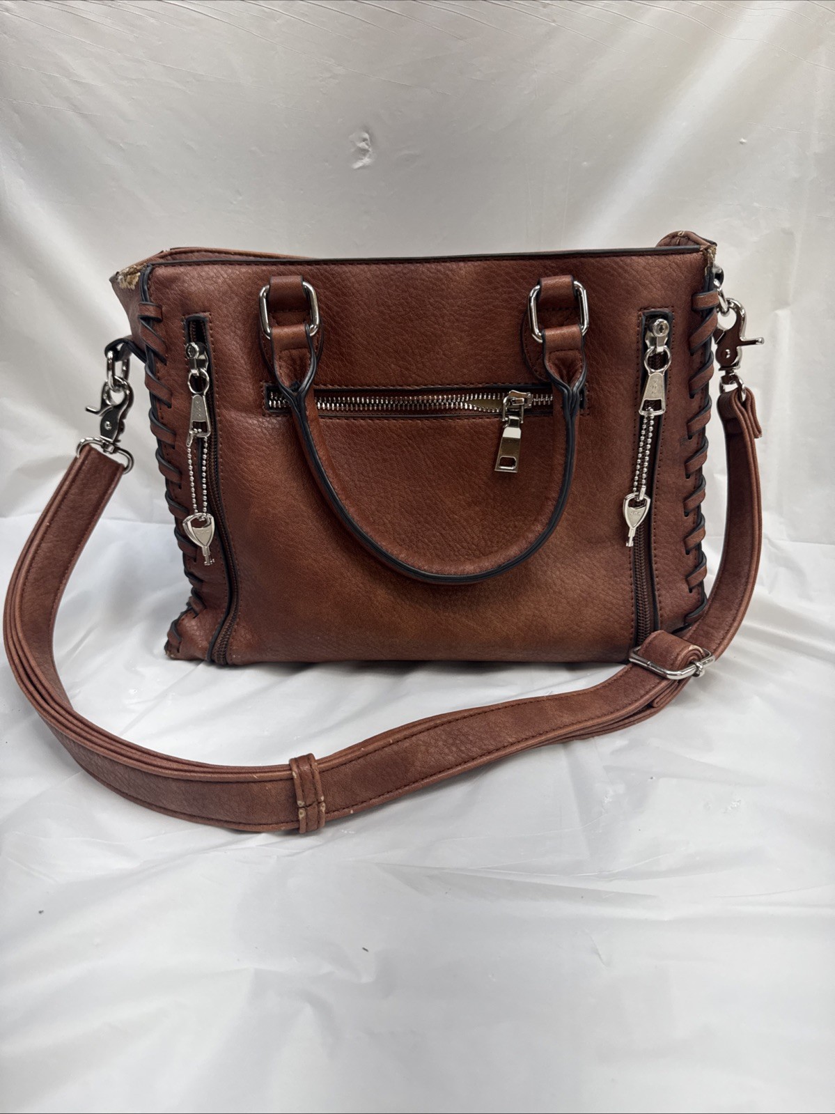 Lady Conceal Zoe Mahogany Distressed Leather Purse, RFID, Carrying Purse