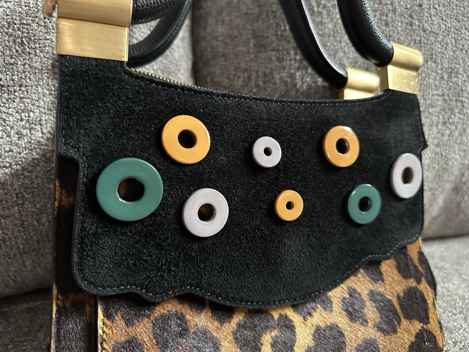Thale Blanc Calf Hair Leopard Print Audrey Tote Grommets Mob Wife Old Money Y2K