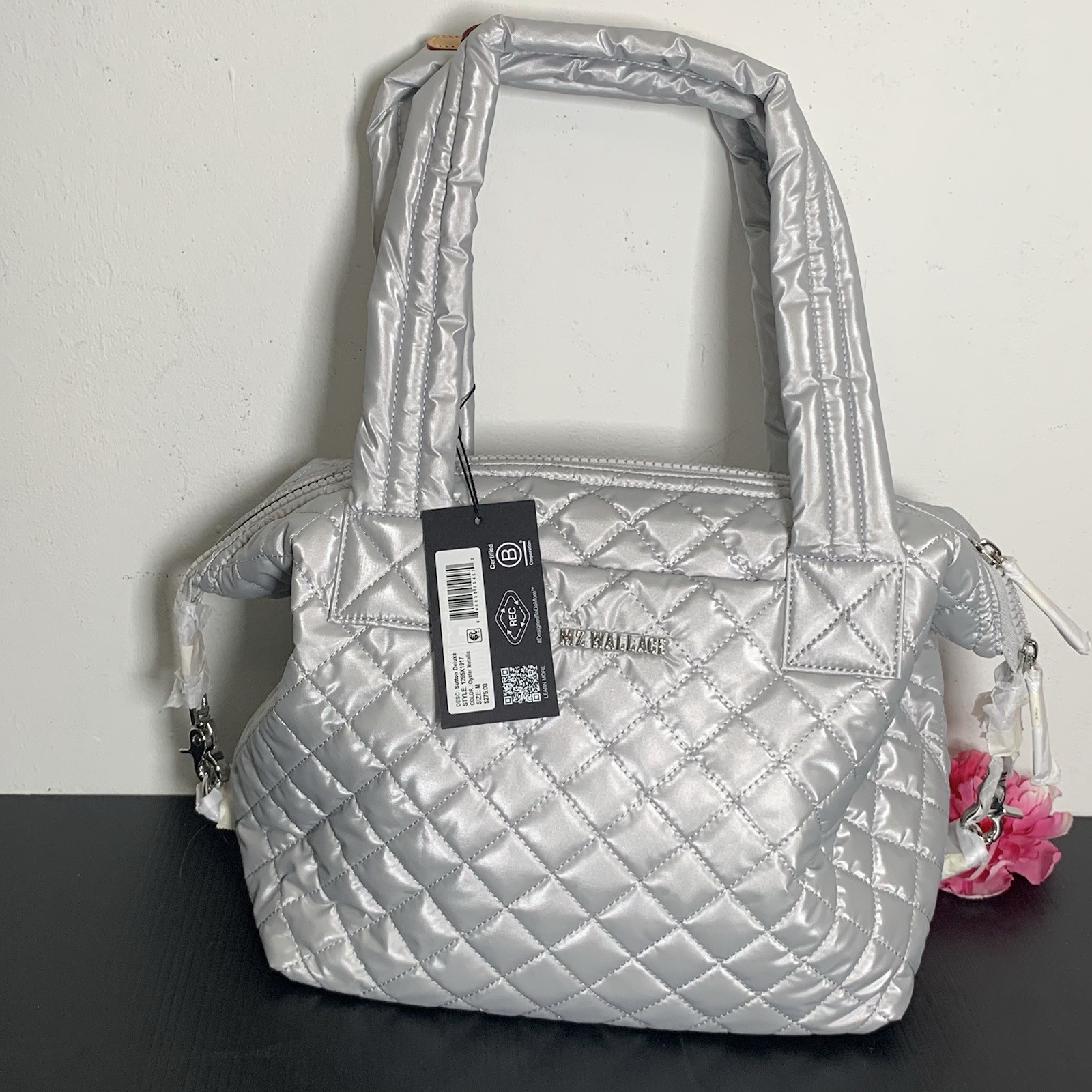 MZ Wallace – Sutton Deluxe Oyster Metallic Quilted Tote Bag – Style: 1285X1917