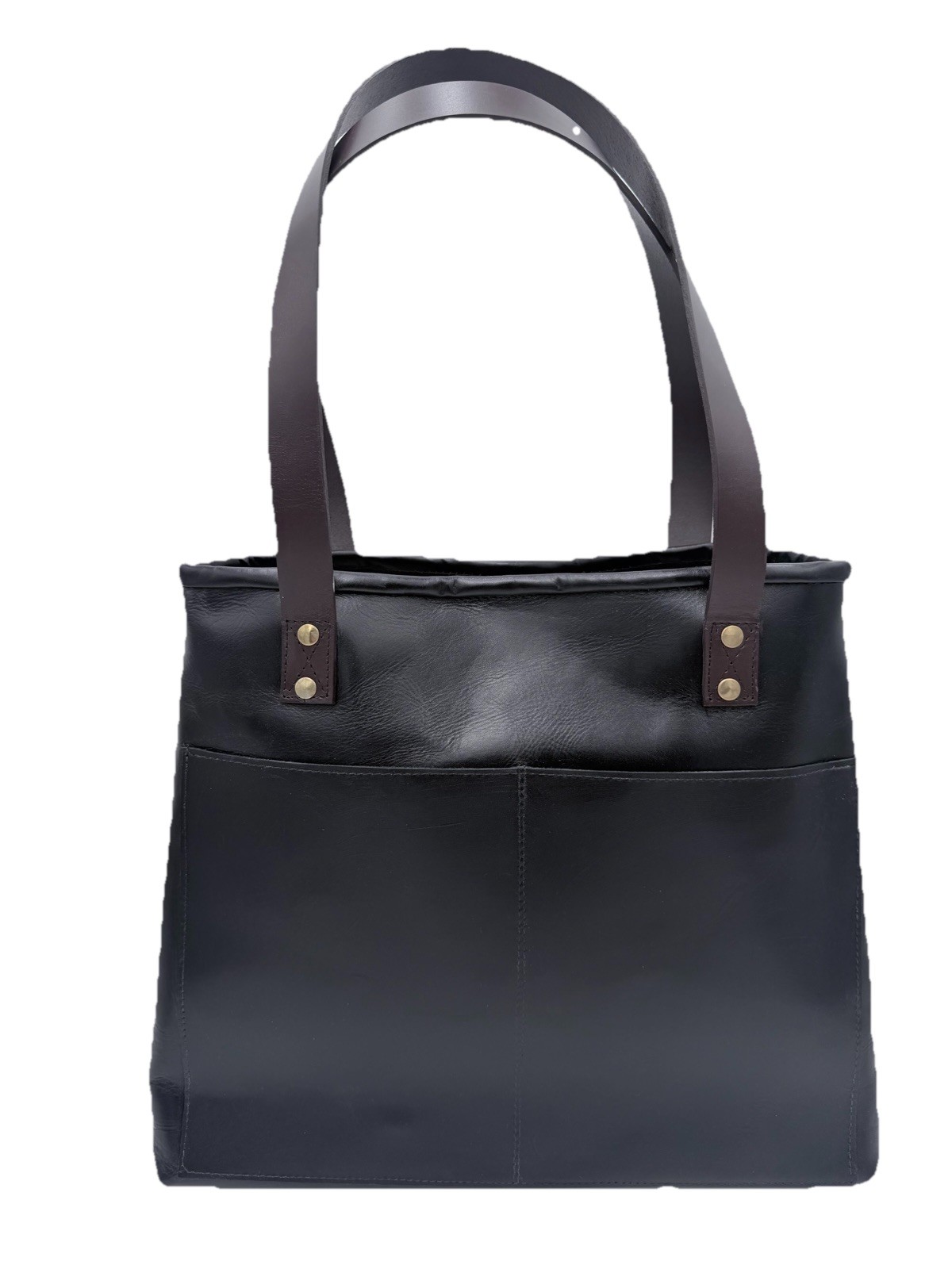 Handcrafted Full Grain Leather Shoulder Bag Black Artisan Tote L Women’s Handbag
