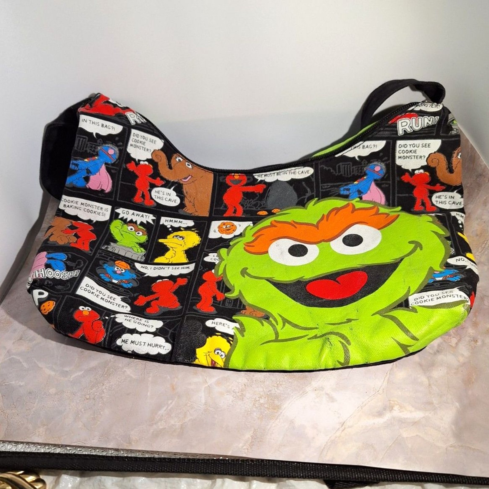 A Sesame Street Handbag Oscar The Grouch Satchel Purse Shoulder Bag Kitschy
