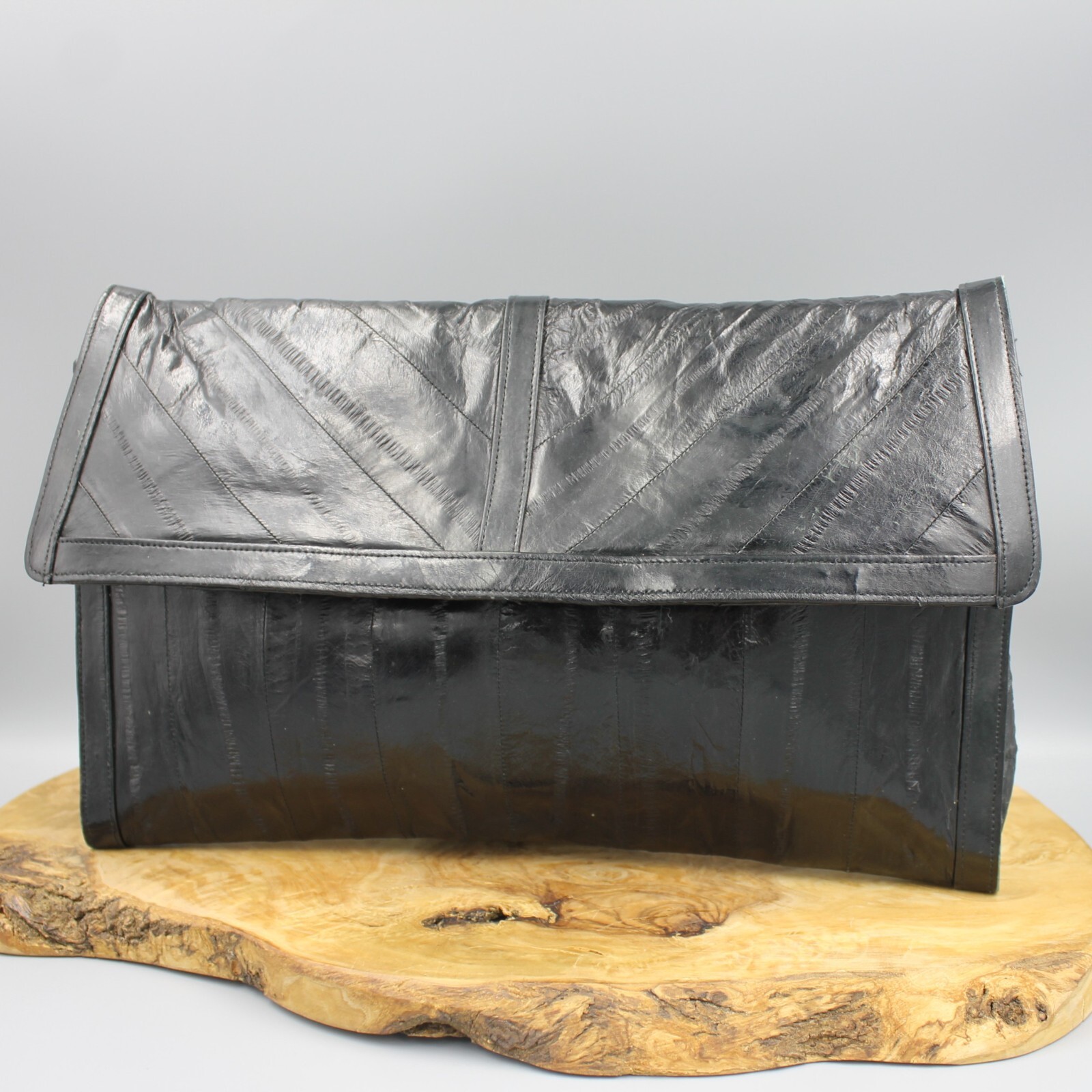 Vintage Eel Leather Clutch by J Renee Remac 7 1/4 inches by 12 inches – Black