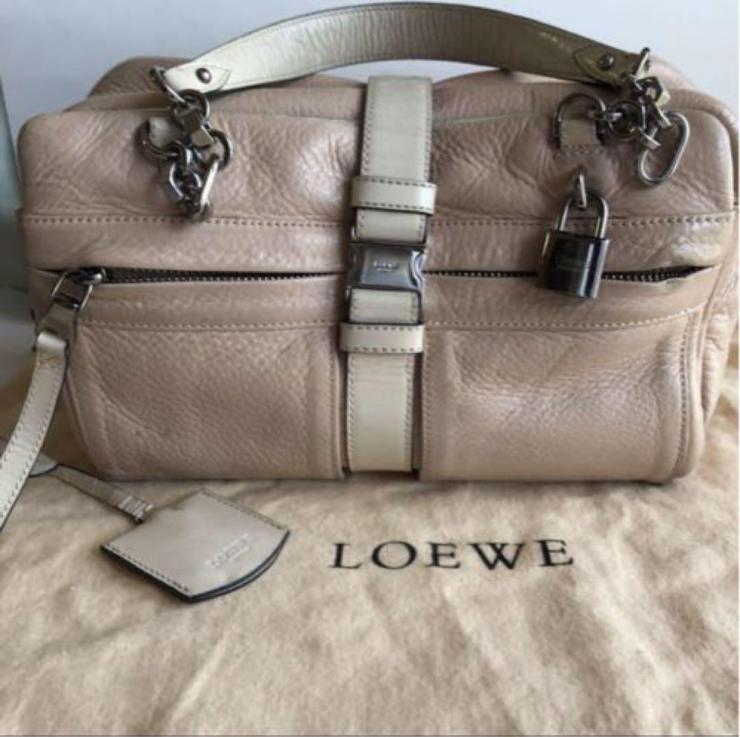 Loewe Bag Pink Shoulder Beige Leather Roller Popular Women Bag Import JPN Vintag