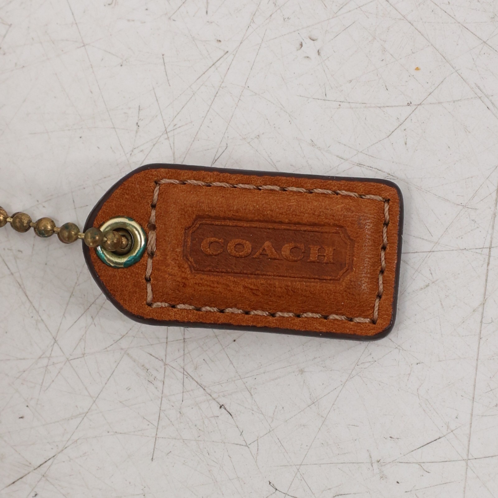 Coach Bleecker Buckle Monogram Wristlet Leather Wallet Purse Tan Cognac Brown