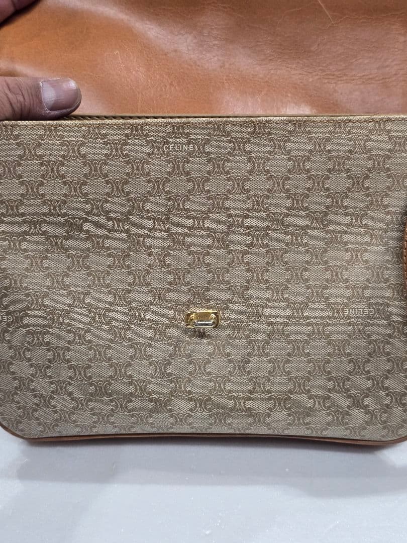 ✨️Good condition✨ Celine shoulder bag macadam pattern triomphe clasp MT837