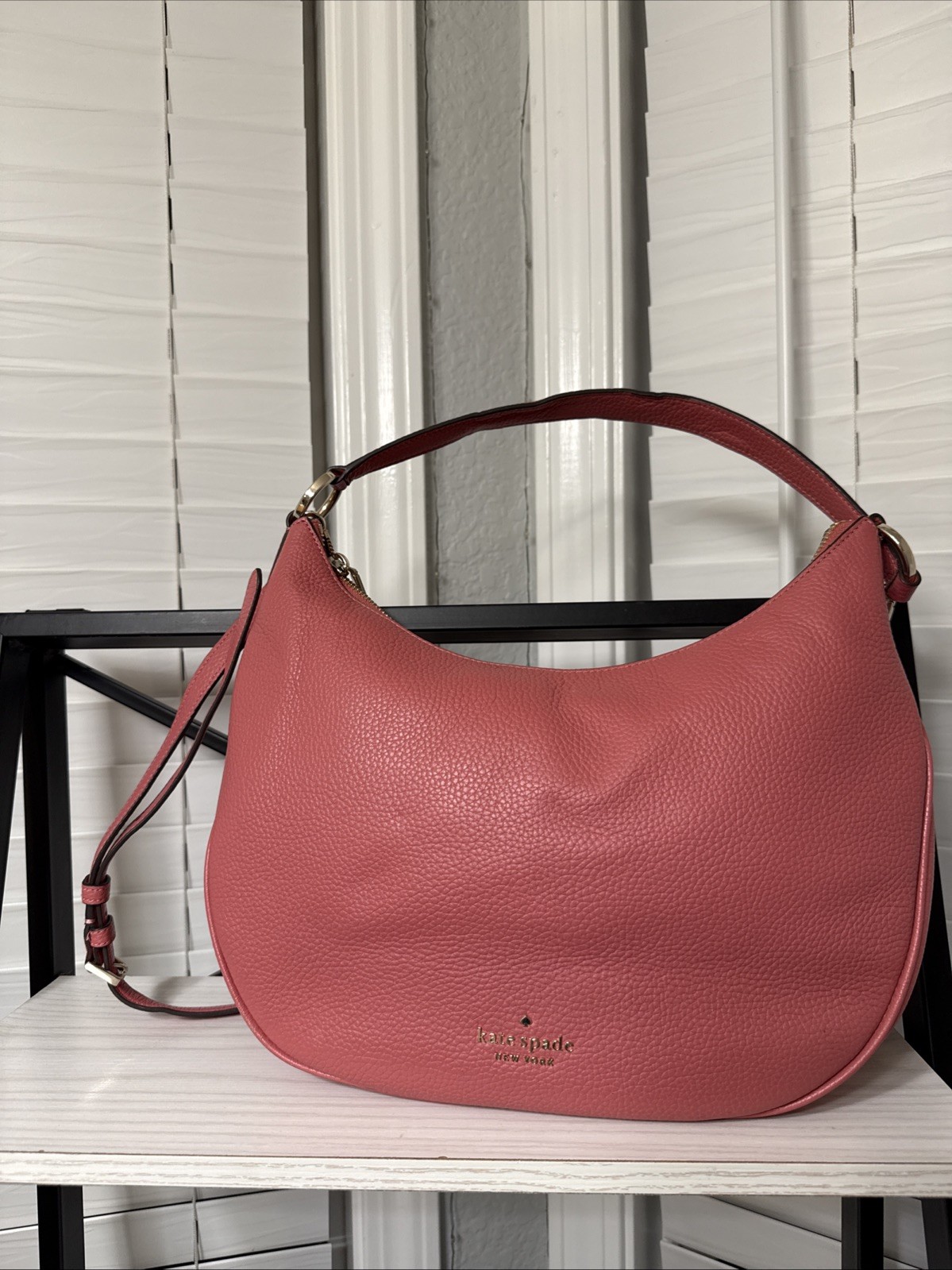 Kate Spade Weston Pebbled Leather Shoulder Bag In Soft Coral Hobo Style