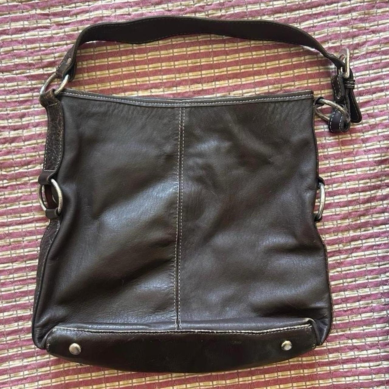 Vintage American West Tooled Leather Shoulder Bag Cow Hair Hide Western Studded