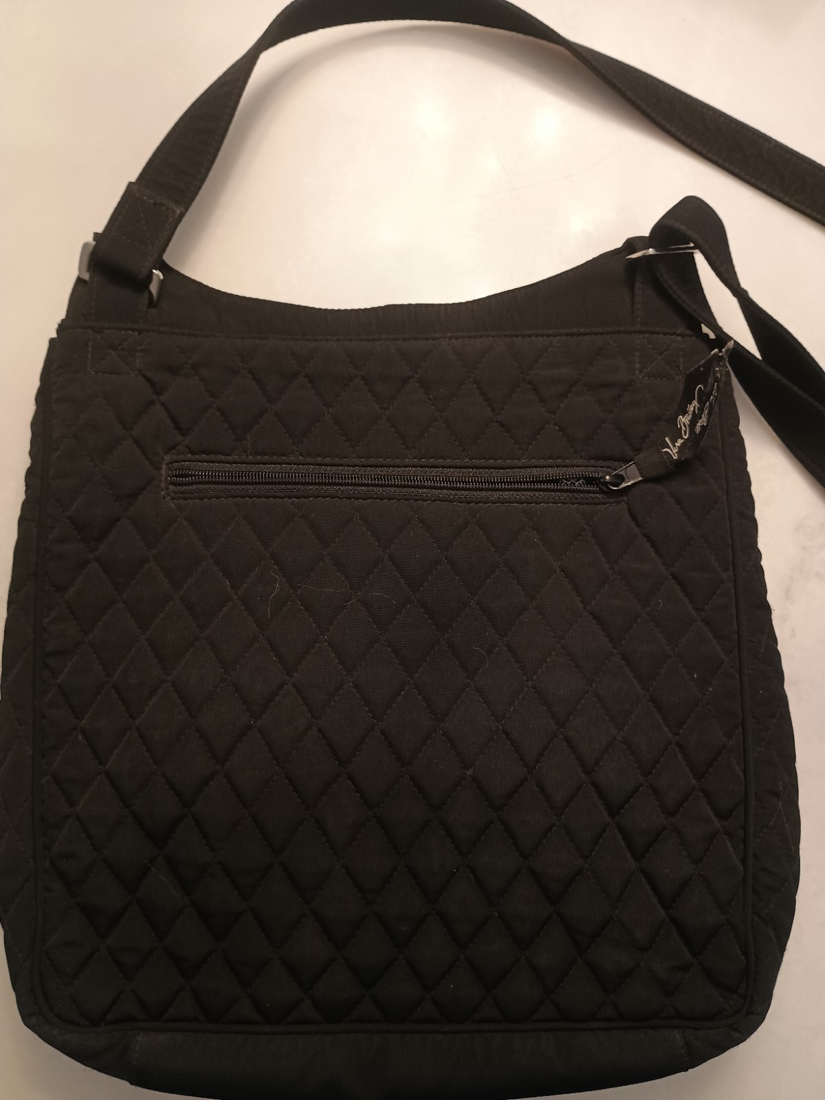 Vera Bradley Black Quilted Messenger Crossbody Bag Travel Purse Floral Lining