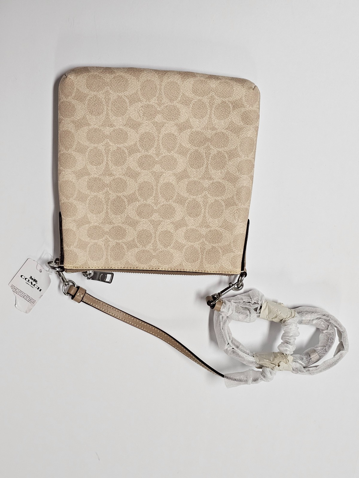 COACH KITT Messenger Crossbody Bag 41321 Light Khaki/ Taupe Leather Canvas NWT!