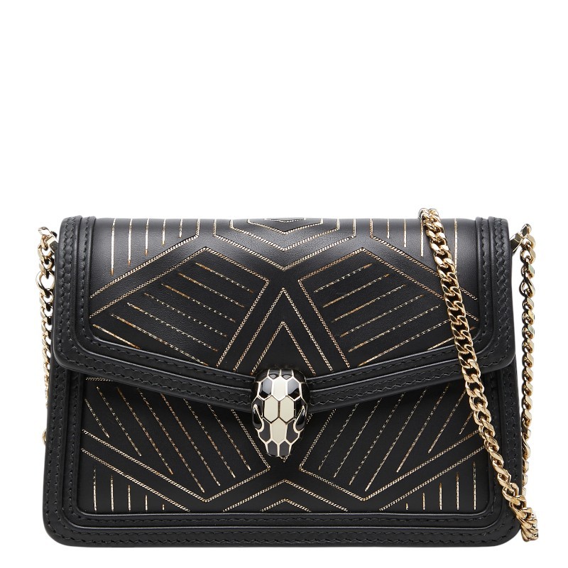 BVLGARI leather Serpenti Diamond Blast Chain Shoulder Bag 288985【Used】