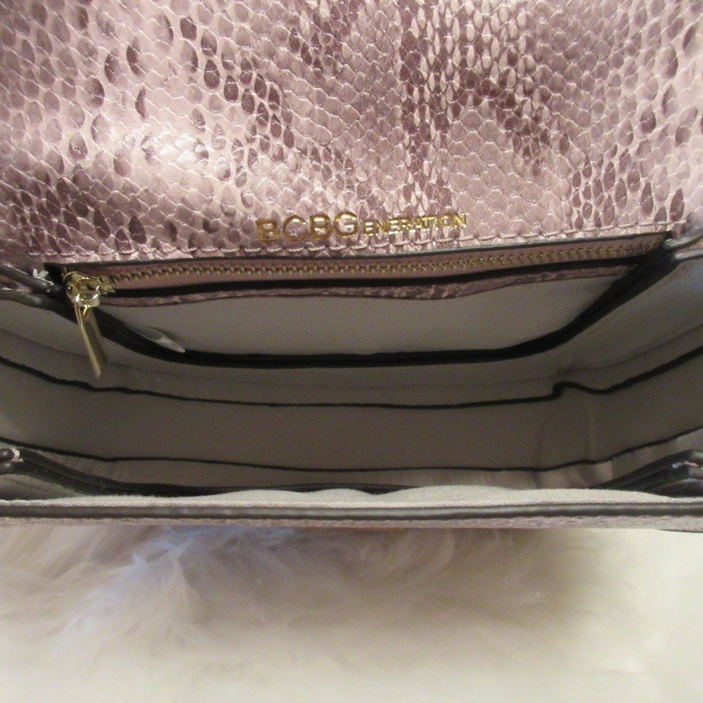 NWOT BCBG Snakeskin Rory Bag Crossbody Purse Purple Pink Gold