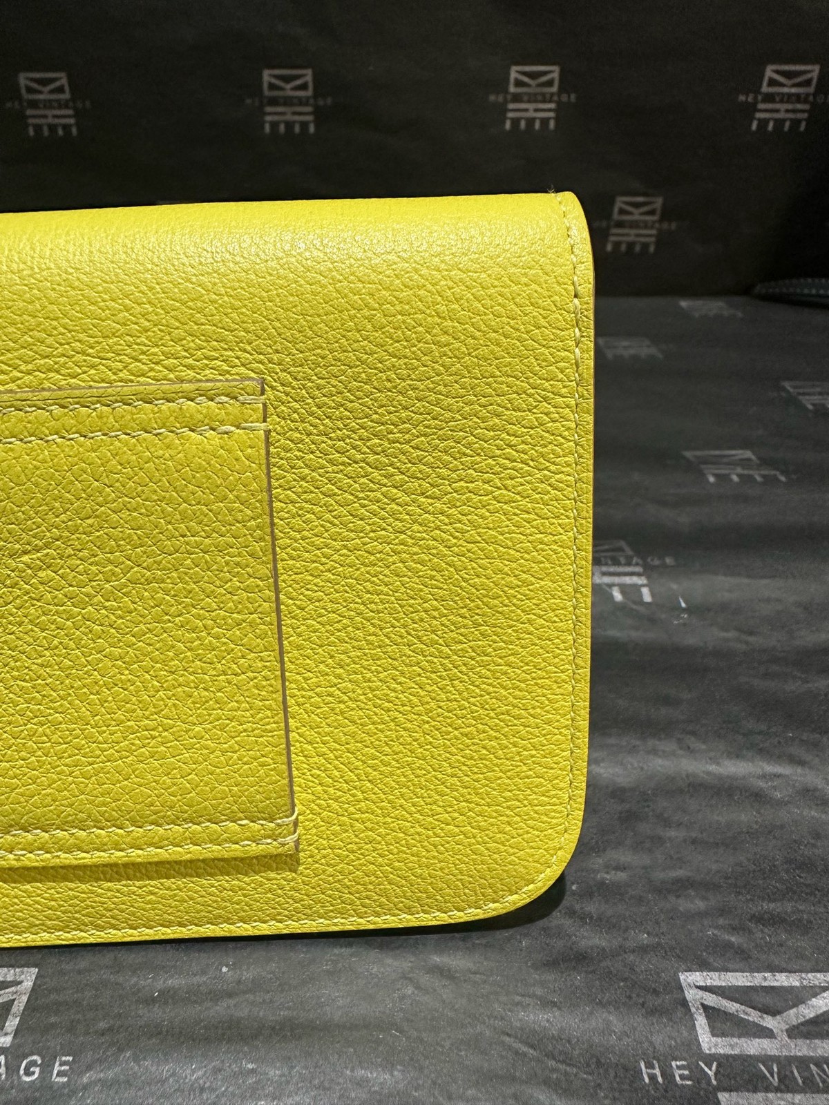 Hermès Constance 18 Yellow Clemence Leather Silver Hardware Mini Crossbody Bag
