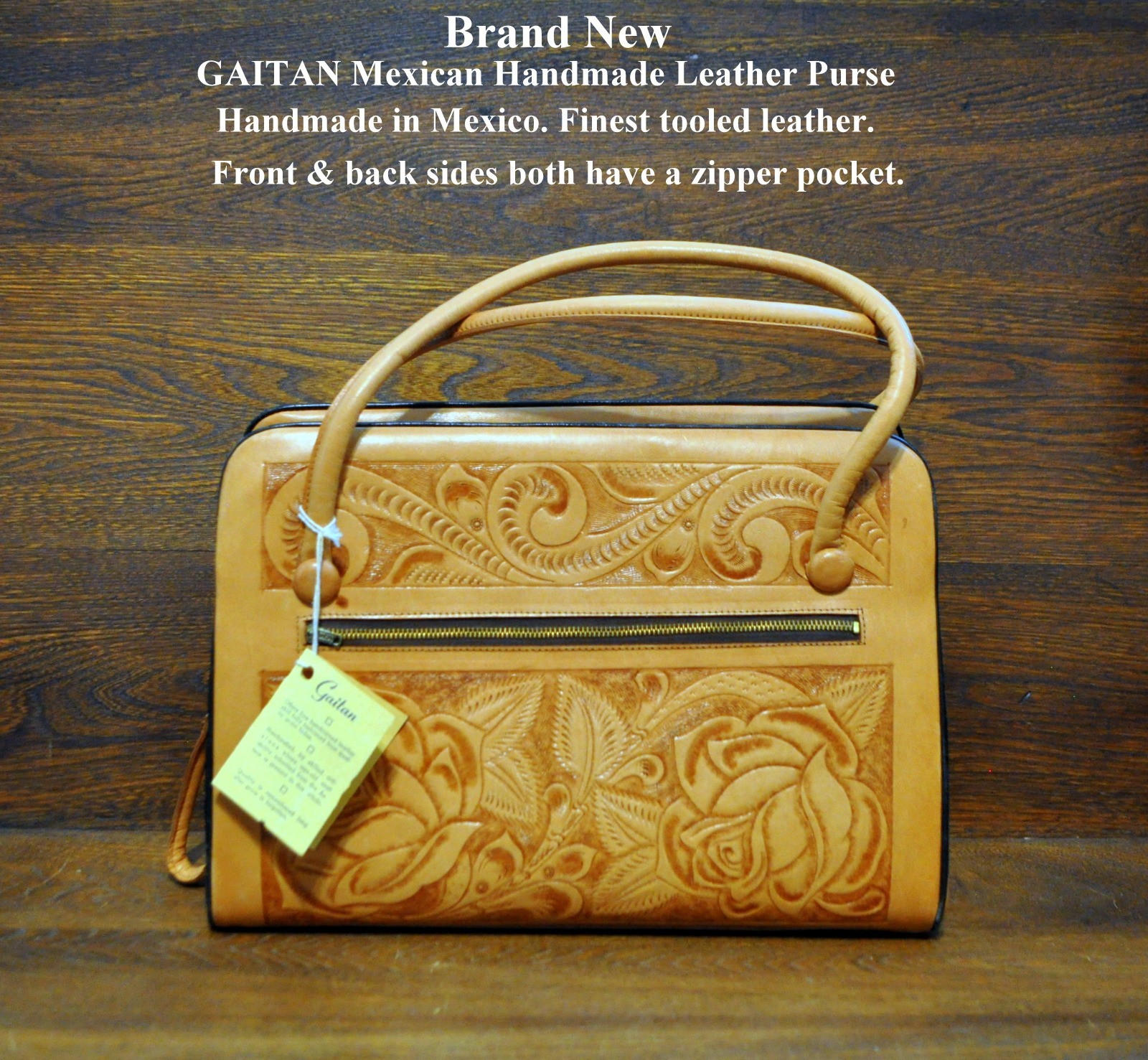 BRAND NEW GAITAN MEXICAN LEATHER HAND-TOOLED PURSE WITH TAGS
