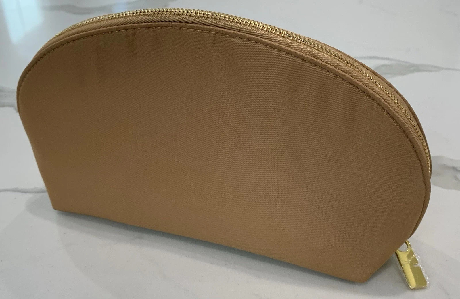 Burberry Pouch tan light brown Cosmetic Makeup Toiletry Travel Bag New #F2-3