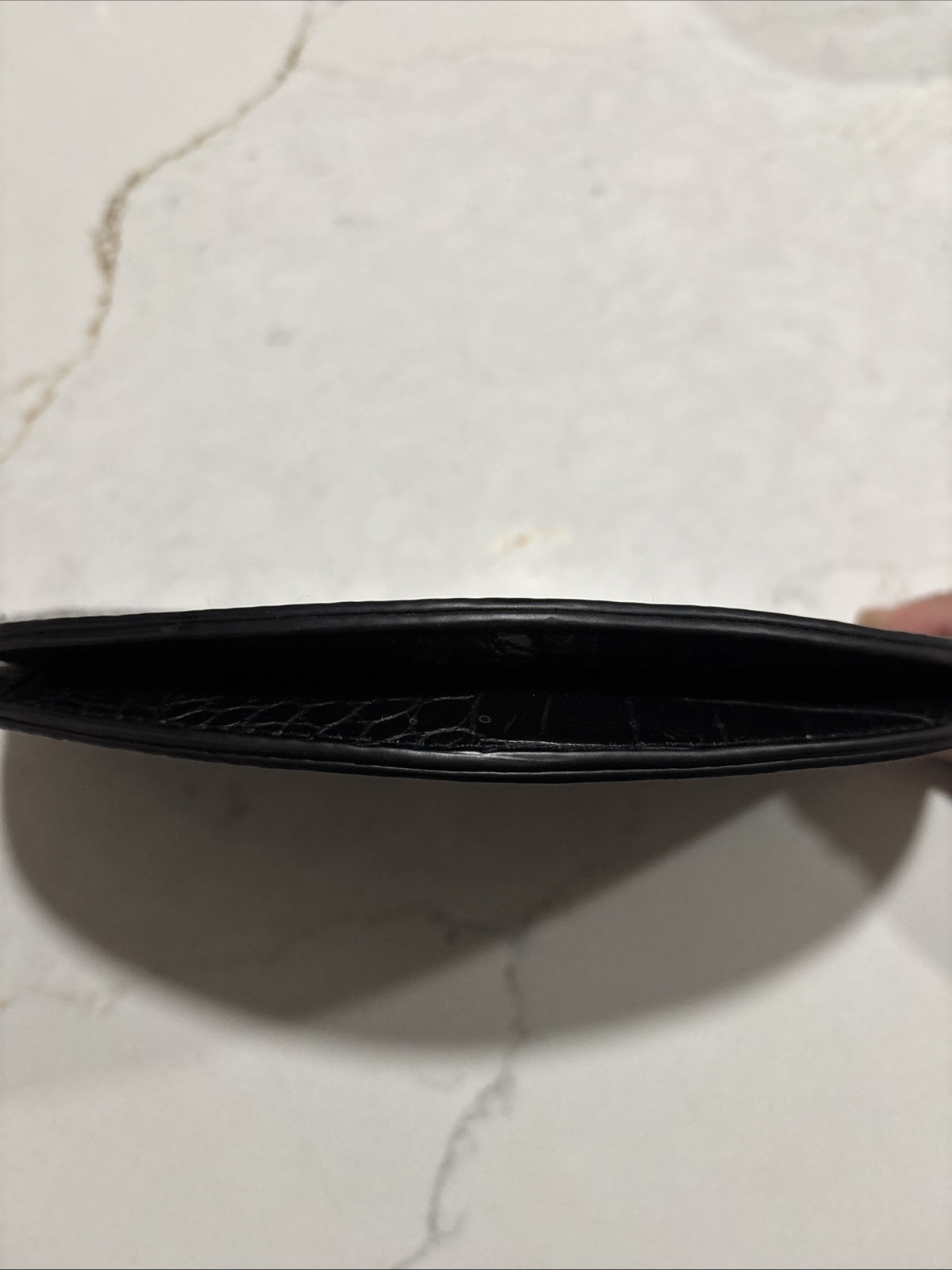 A New Day Zip Closure Half Circle Faux Leather Clutch Handbag Purse Black