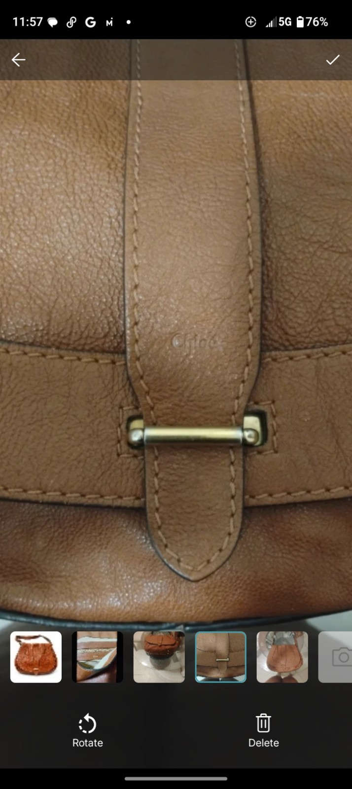 Chloé Brown Shoulder Bag Buckle Closure Strap Accent Gold Hardware Women