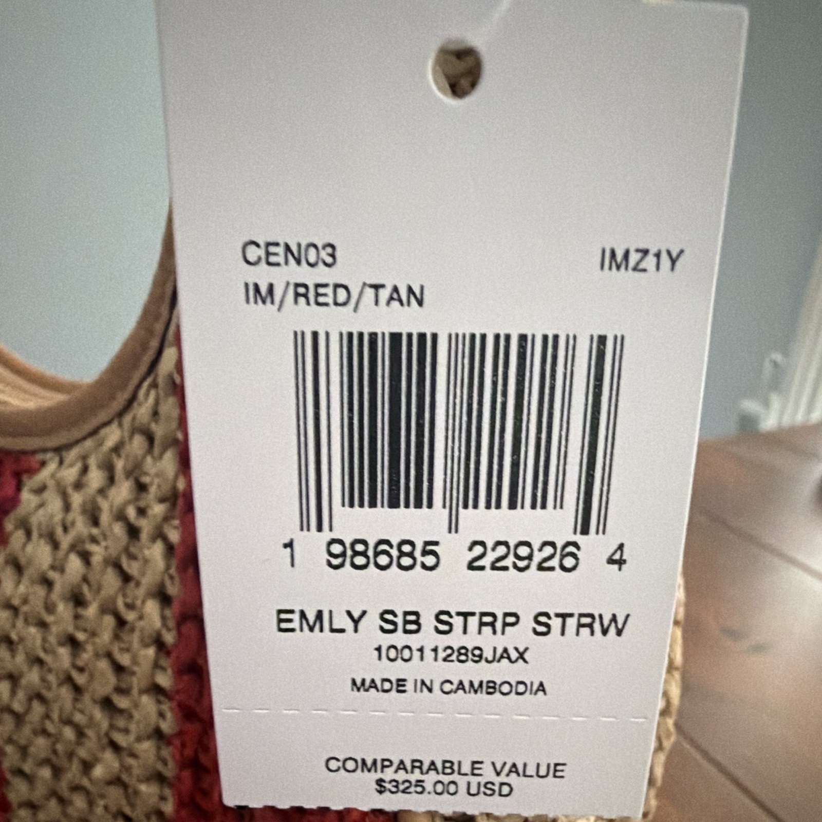 NWT COACH Emily Straw Crescent Shoulder Bag Red Tan Zip Extra Strap Cherries