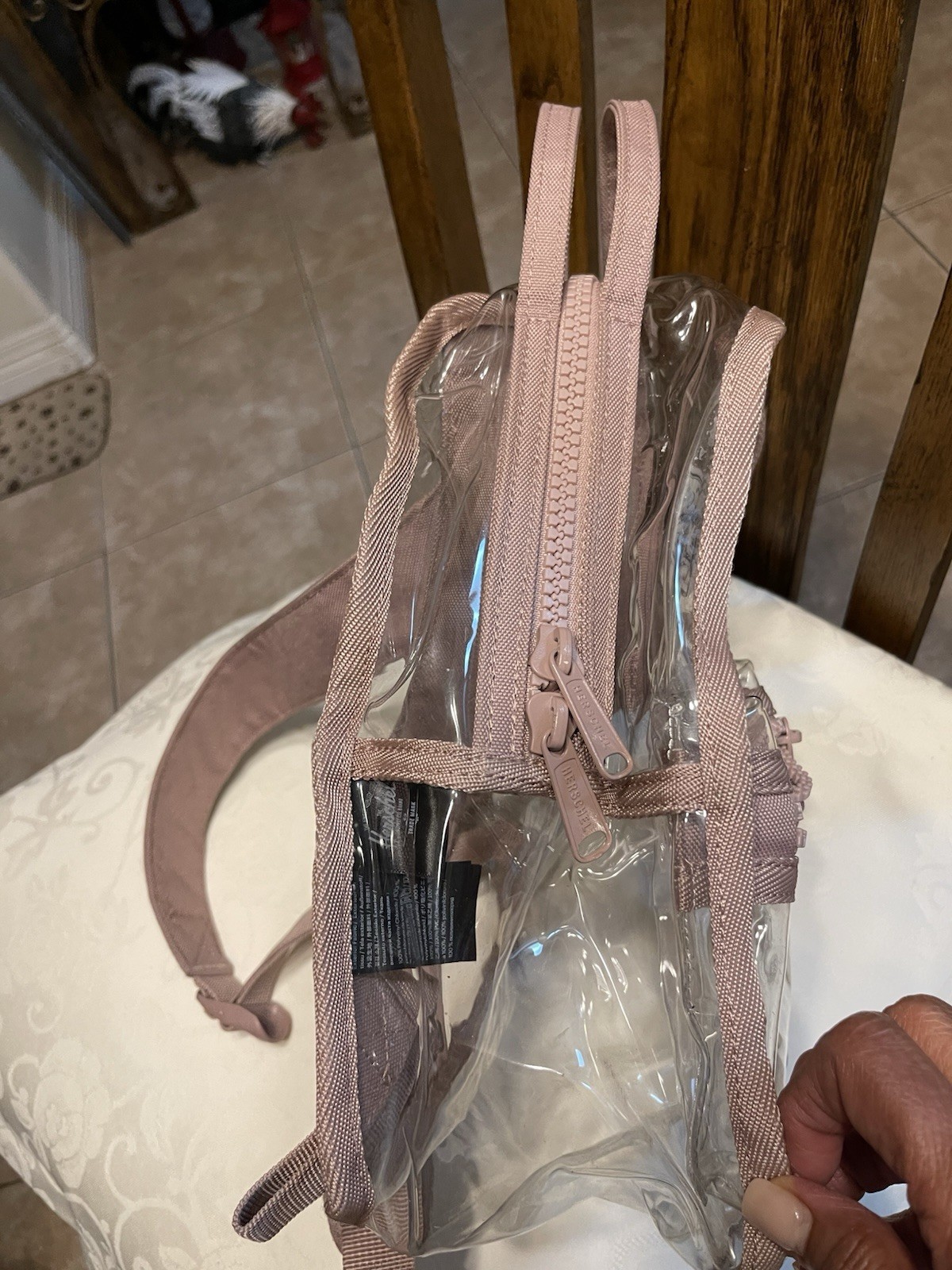 Herschel Mini Clear/Pink Backpack Solid Zip Logo Accents Pockets