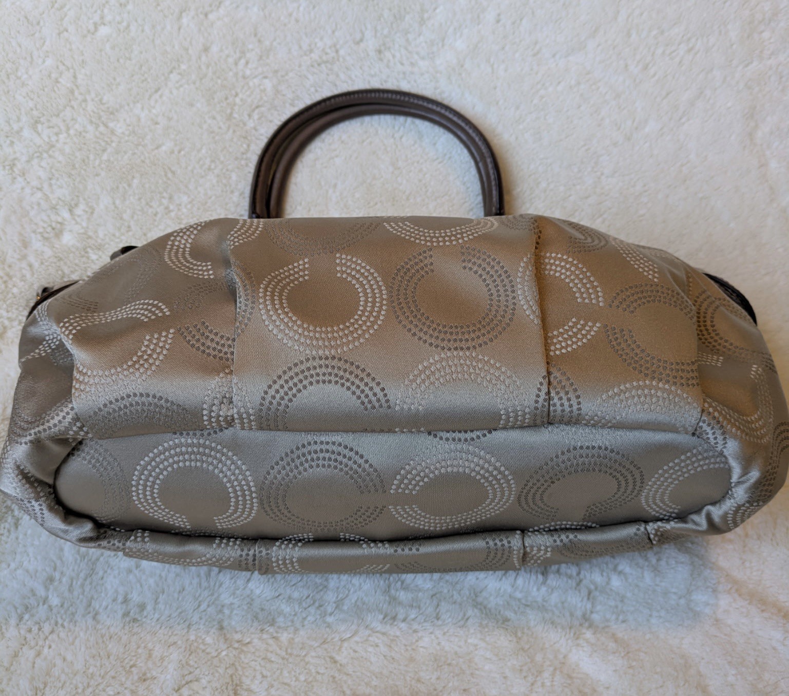 Coach Madison Dotted Op Art Sophia Satchel Gold-Tone Hardware Canvas/Leather